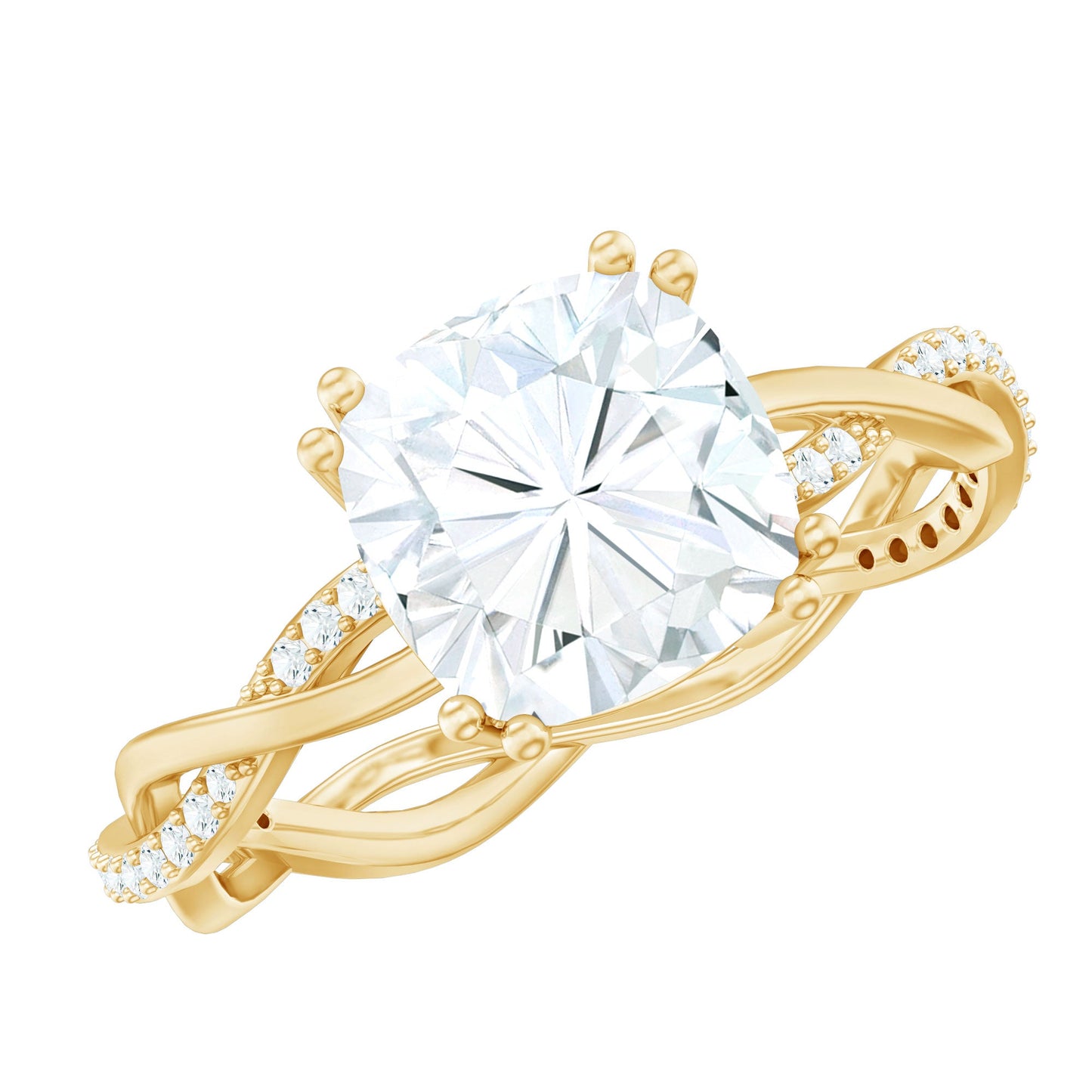 Cushion Cut Solitaire Moissanite Braided Engagement Ring