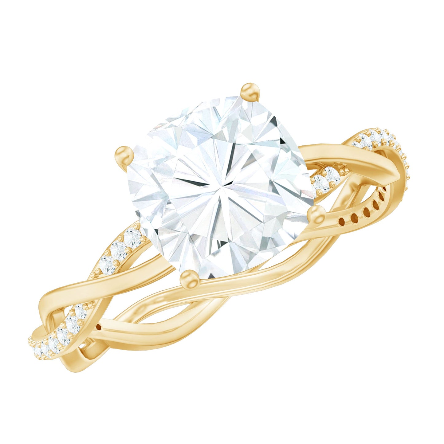 3 Carat Moissanite Cushion Cut Hidden Halo Engagement Rings