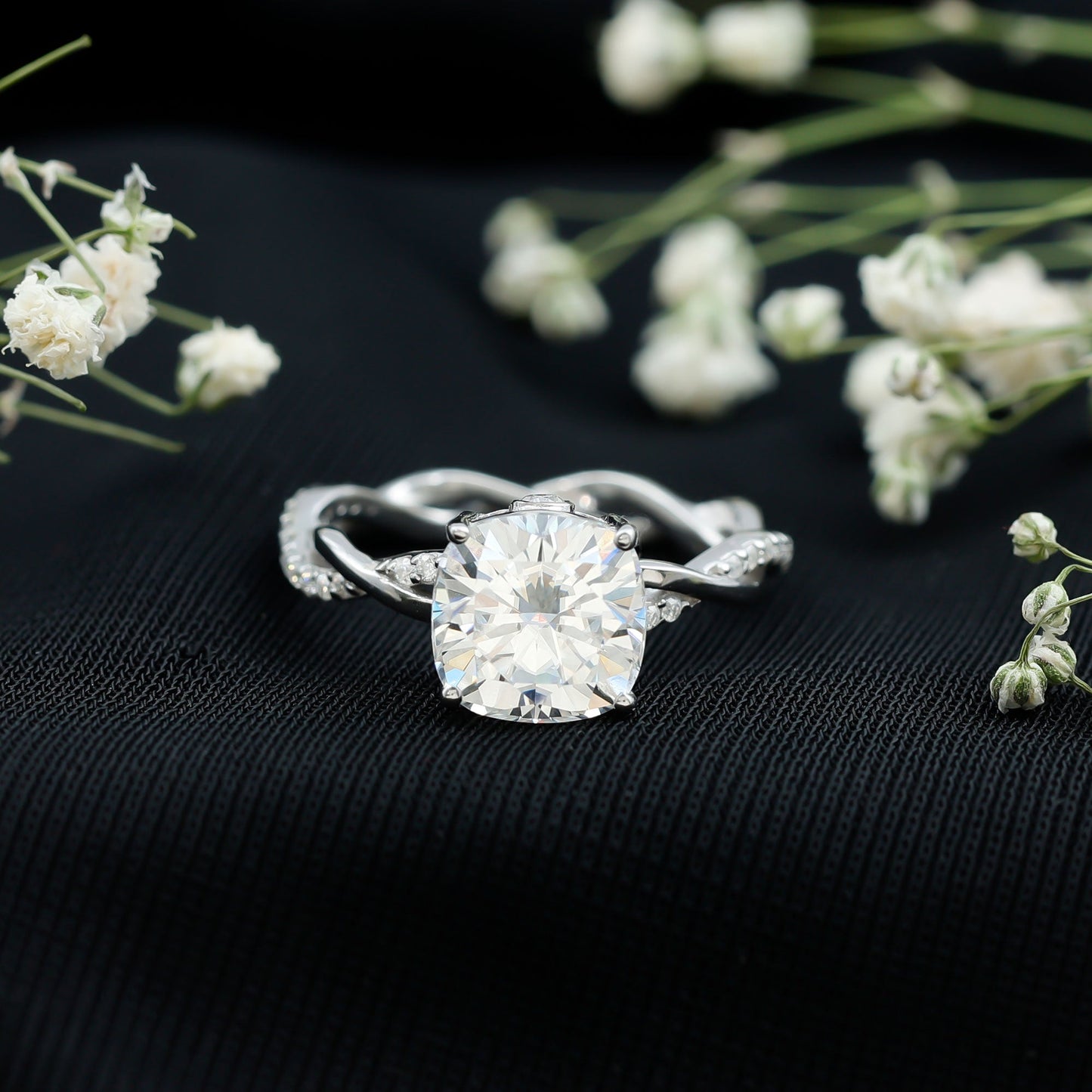 Cushion Cut Solitaire Moissanite Engagement Ring For Her