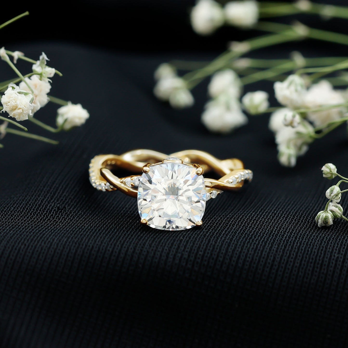 Cushion Cut Solitaire Moissanite Engagement Ring For Her