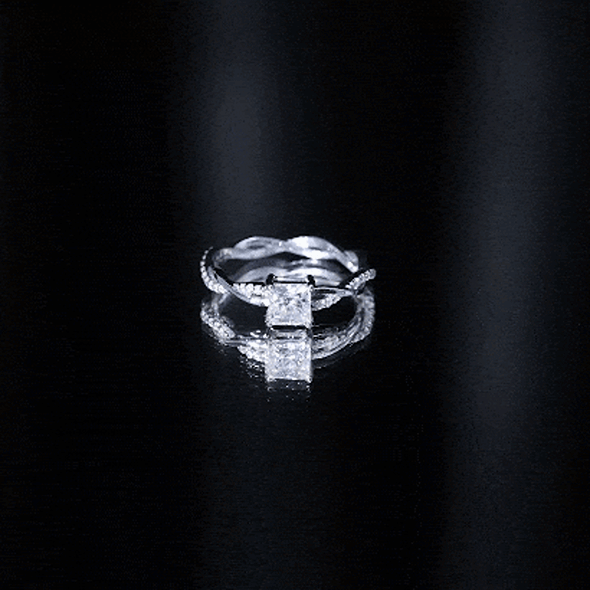 Princess Cut Moissanite Braided Engagement Ring for Women