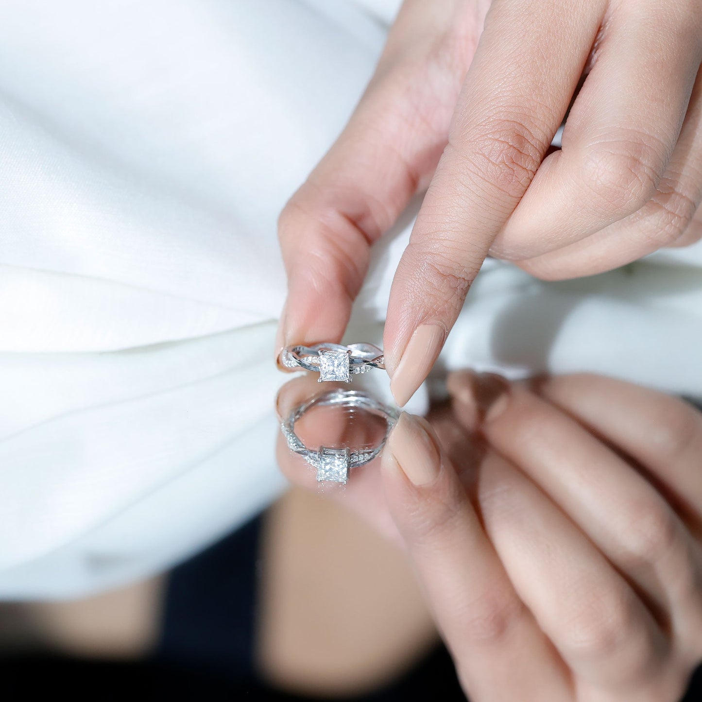 Princess Cut Moissanite Braided Engagement Ring for Women