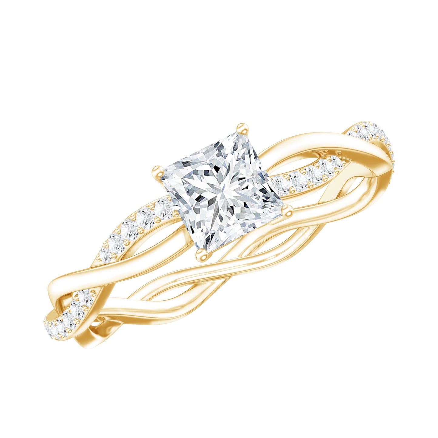 Princess Cut Moissanite Braided Engagement Ring for Women