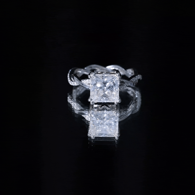 3 CT Princess Cut Moissanite Engagement Ring in Double Prong Setting