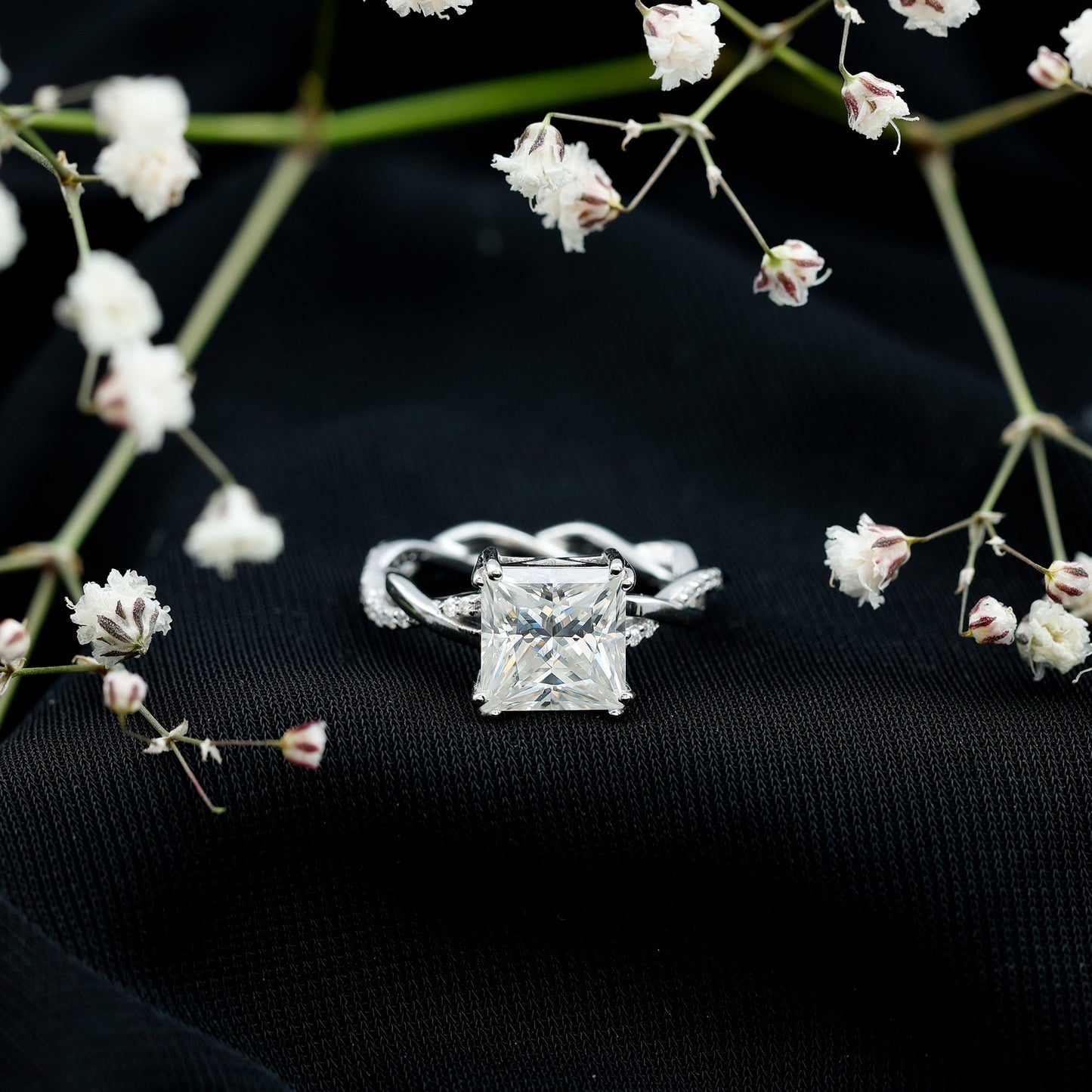 3 CT Princess Cut Moissanite Engagement Ring in Double Prong Setting