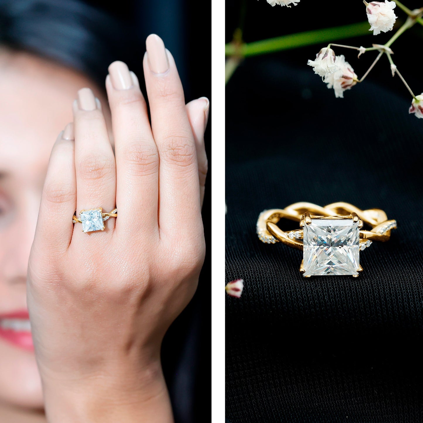 3 CT Princess Cut Moissanite Engagement Ring in Double Prong Setting