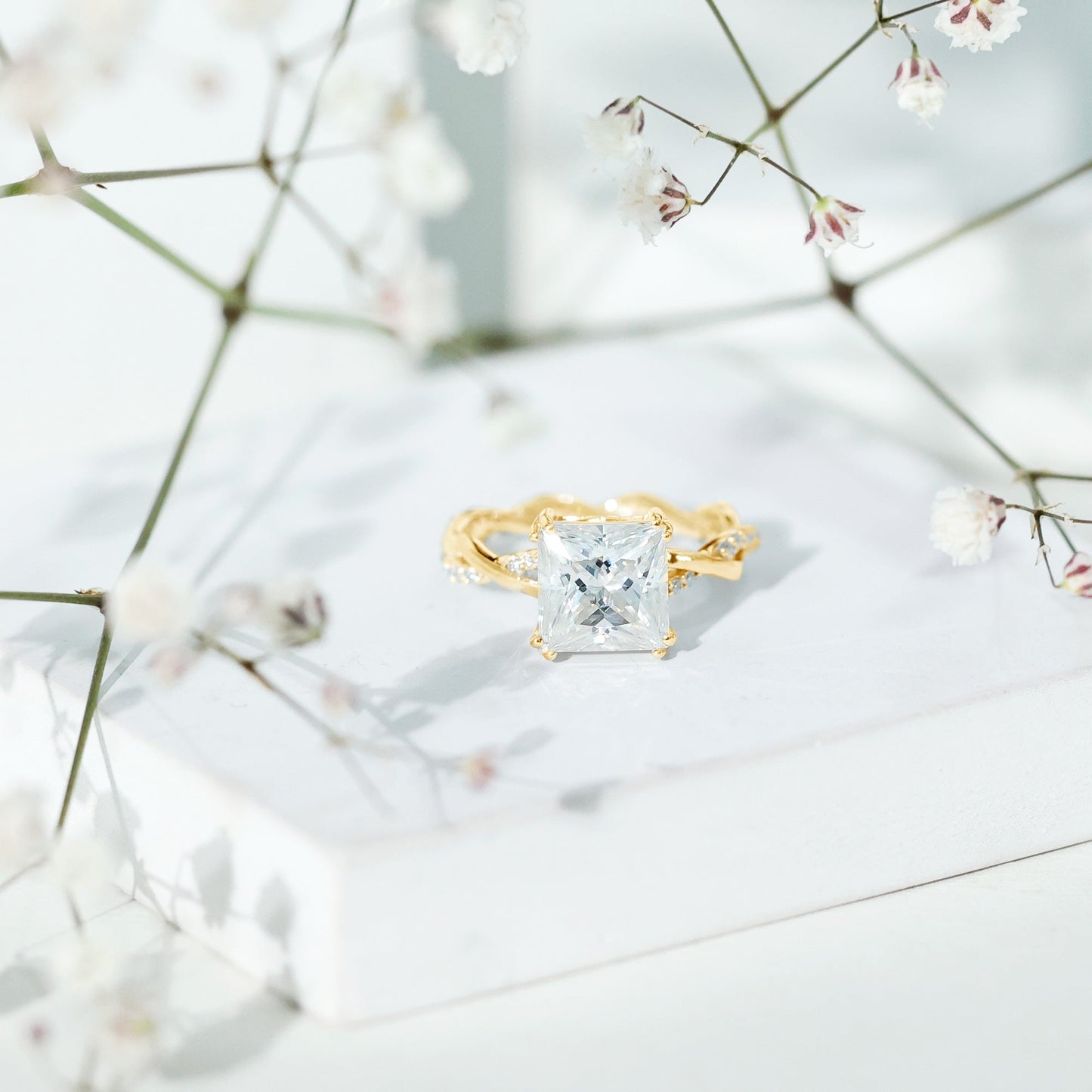 3 CT Princess Cut Moissanite Engagement Ring in Double Prong Setting