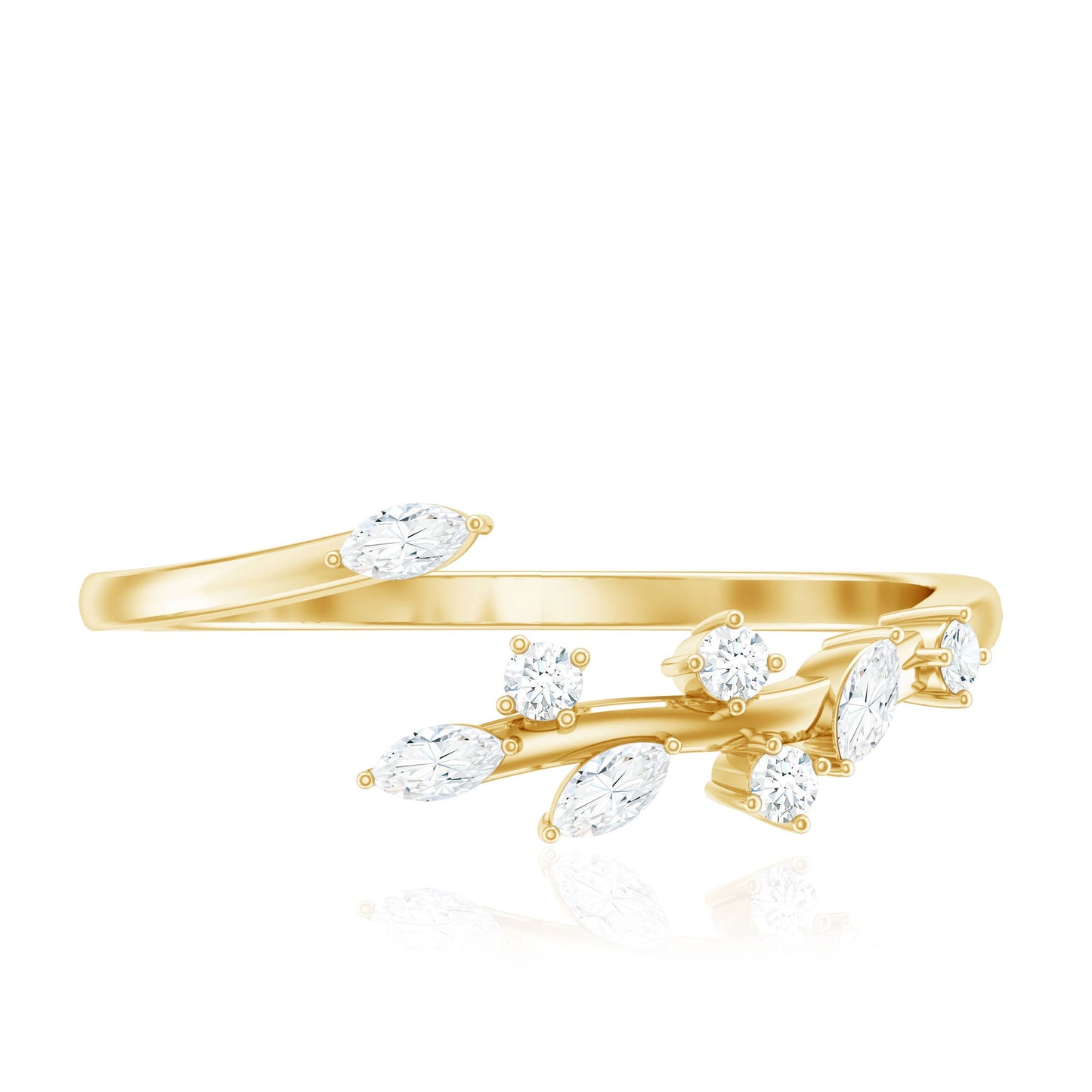 Marquise and Round Shape Natural Diamond Wrap Ring