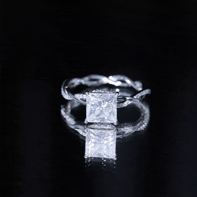Certified 3 Carat Moissanite Princess Cut Engagement Ring with Braided Shank