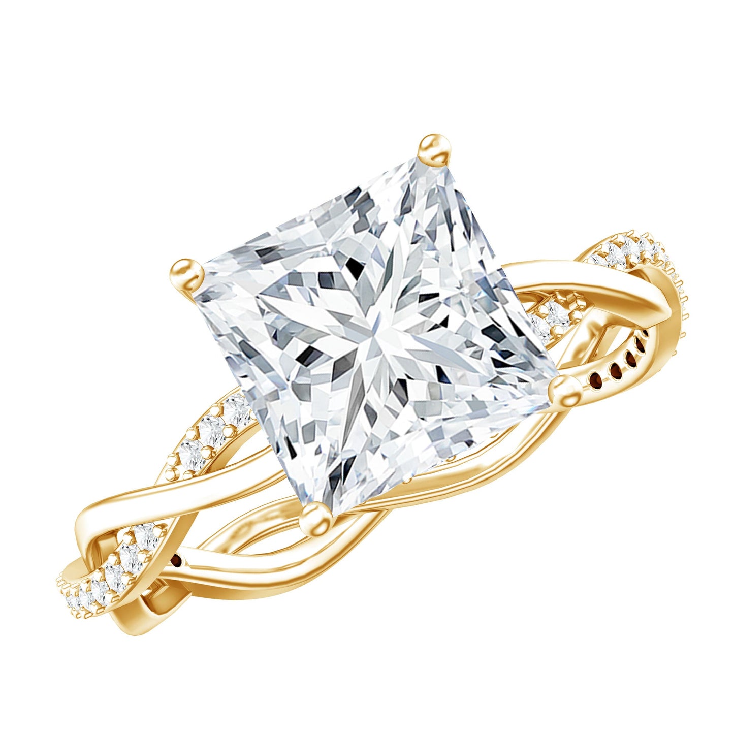 Certified 3 Carat Moissanite Princess Cut Engagement Ring with Braided Shank