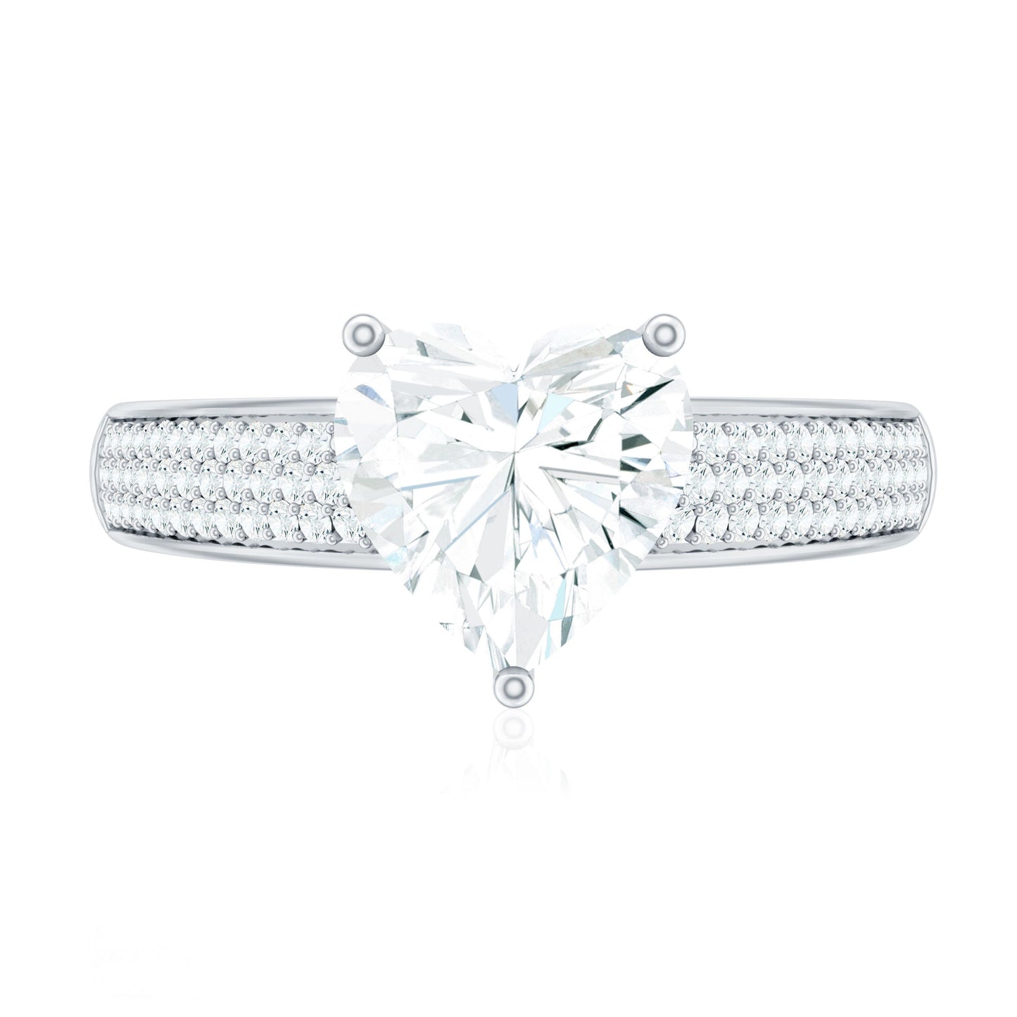 Certified Moissanite Heart Engagement Ring with Side Stones