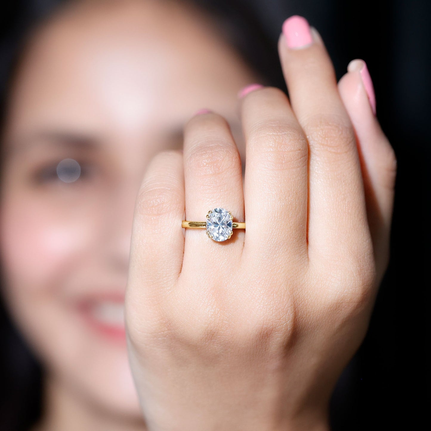 Certified 2 CT Moissanite Oval Cut Engagement Ring
