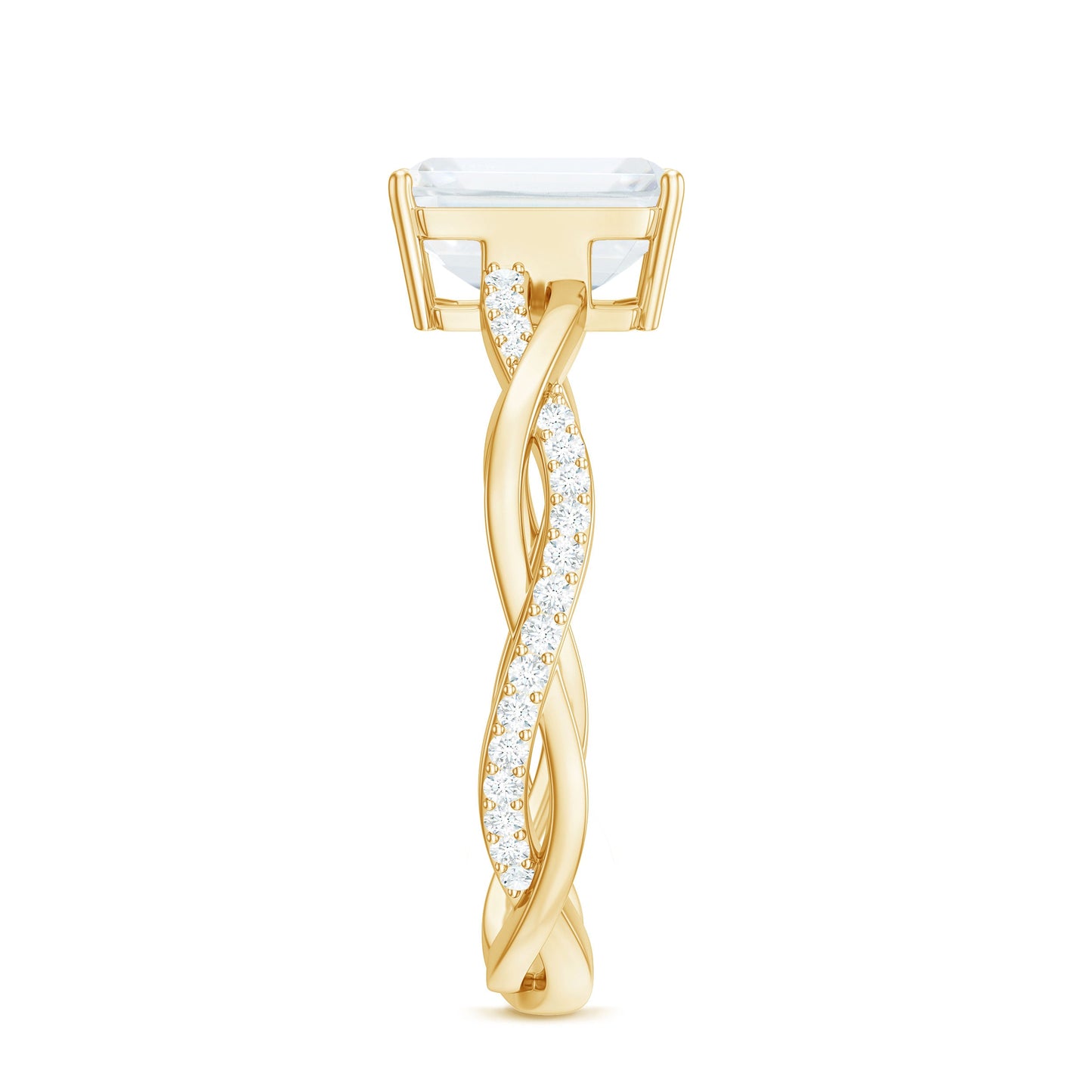 Emerald Cut Moissanite Solitaire Engagement Ring with Braided Band
