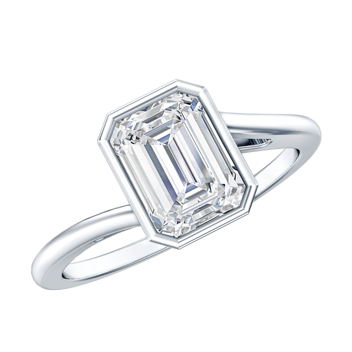 1.8 Emerald Cut Moissanite Engagement Ring For Women