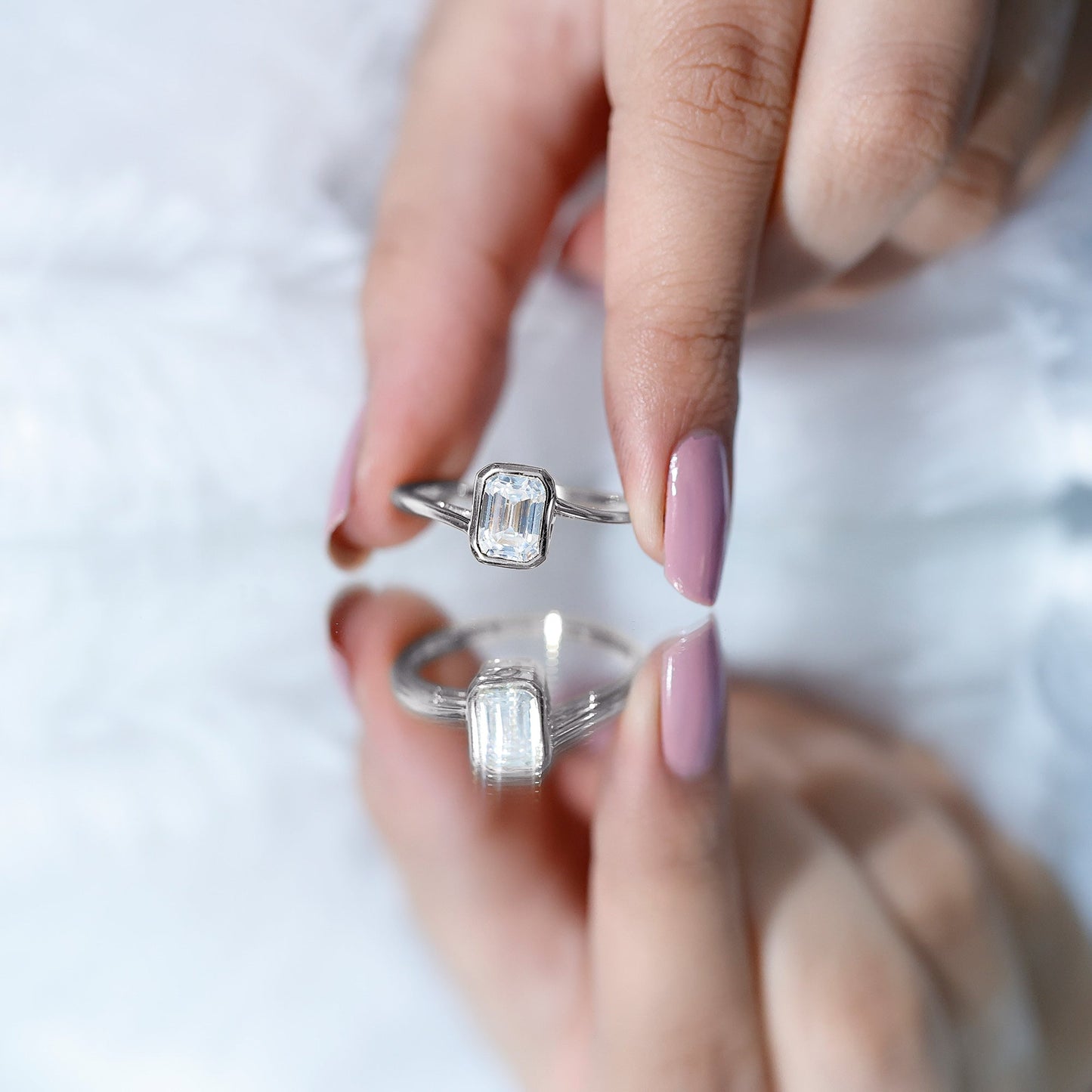 1.8 Emerald Cut Moissanite Engagement Ring For Women