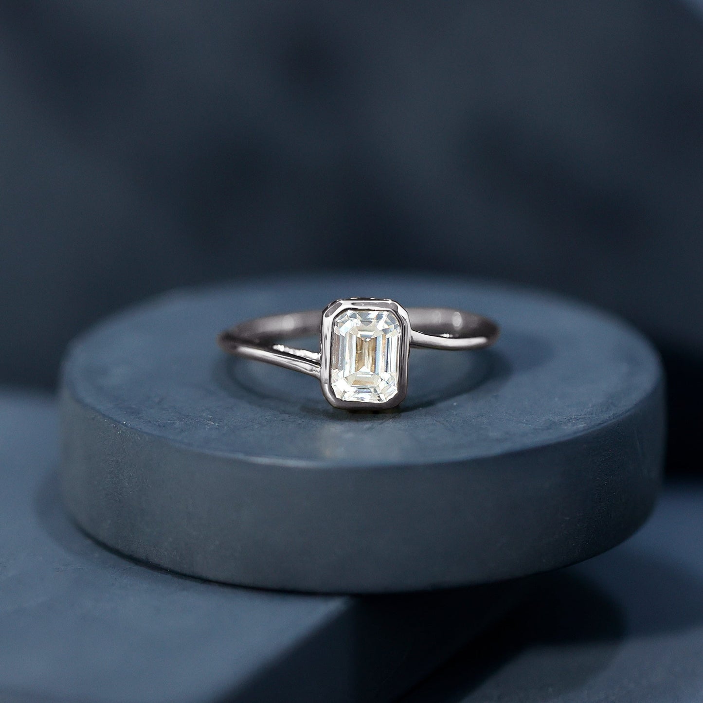1.8 Emerald Cut Moissanite Engagement Ring For Women