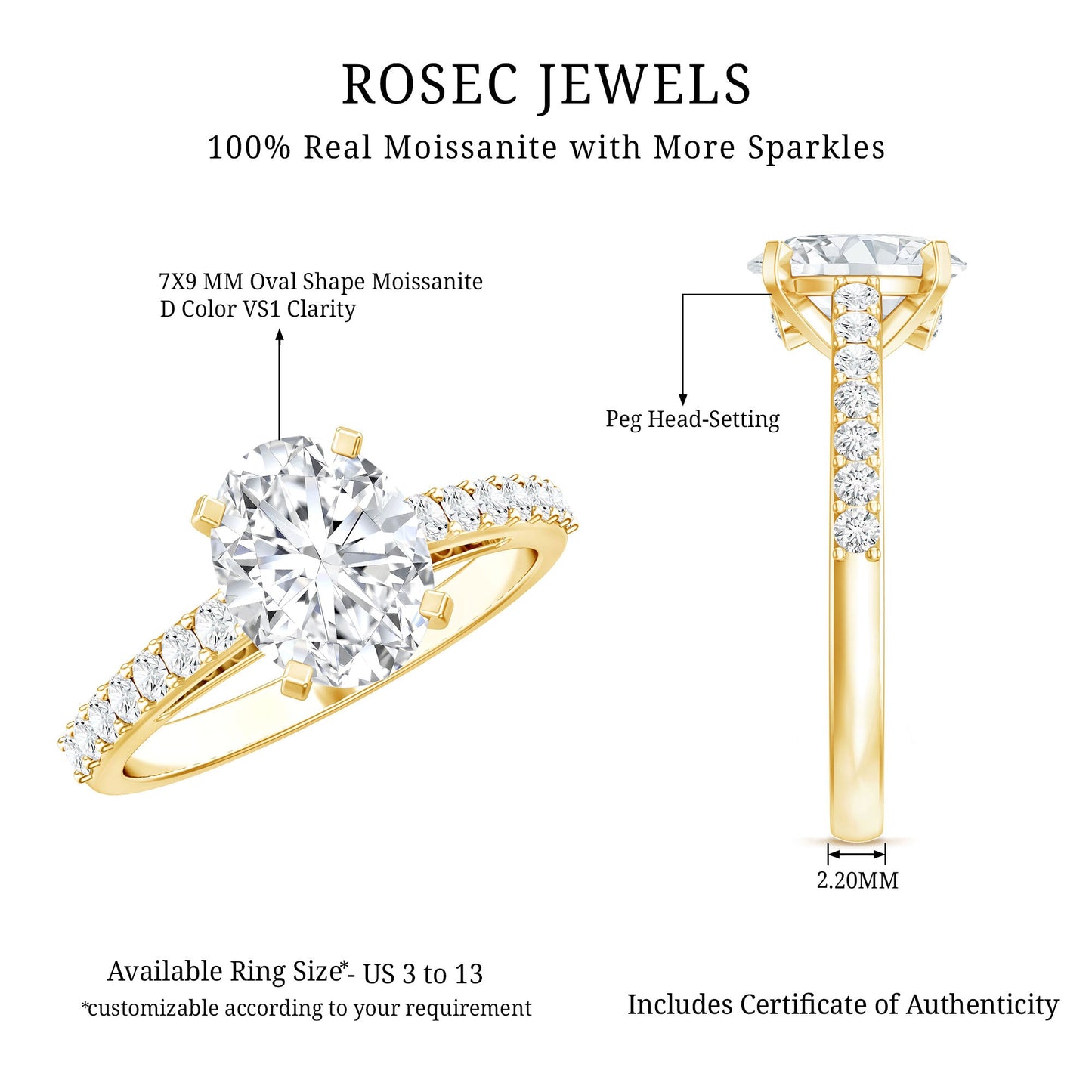 Brilliant Cut Moissanite Oval Engagement Ring