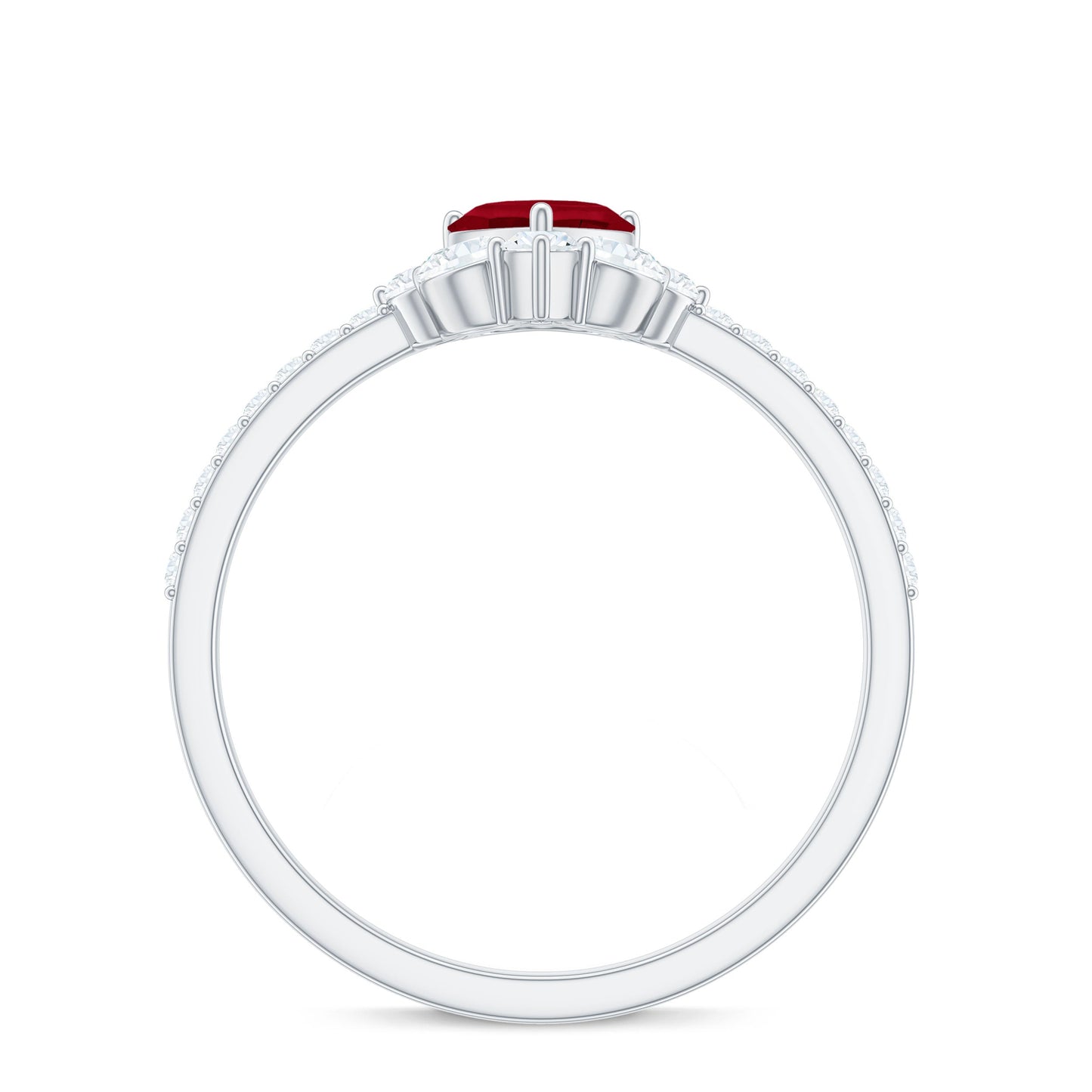 Natural 0.6 Carat Ruby Heart Promise Ring with Diamond for Women