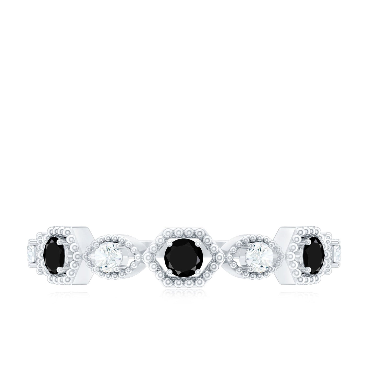 Certified Lab Grown Black and White Diamond Half Eternity Ring
