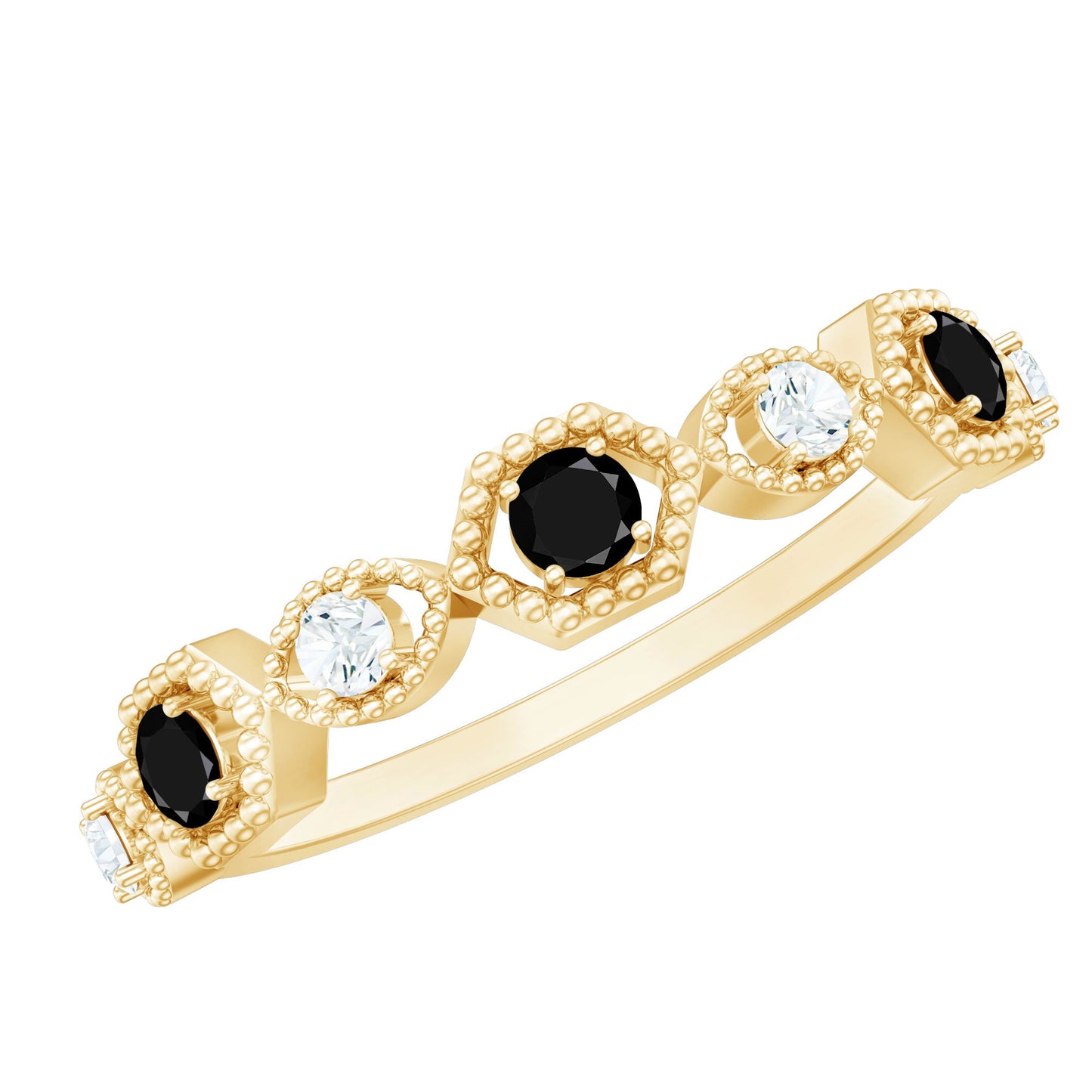 Certified Lab Grown Black and White Diamond Half Eternity Ring