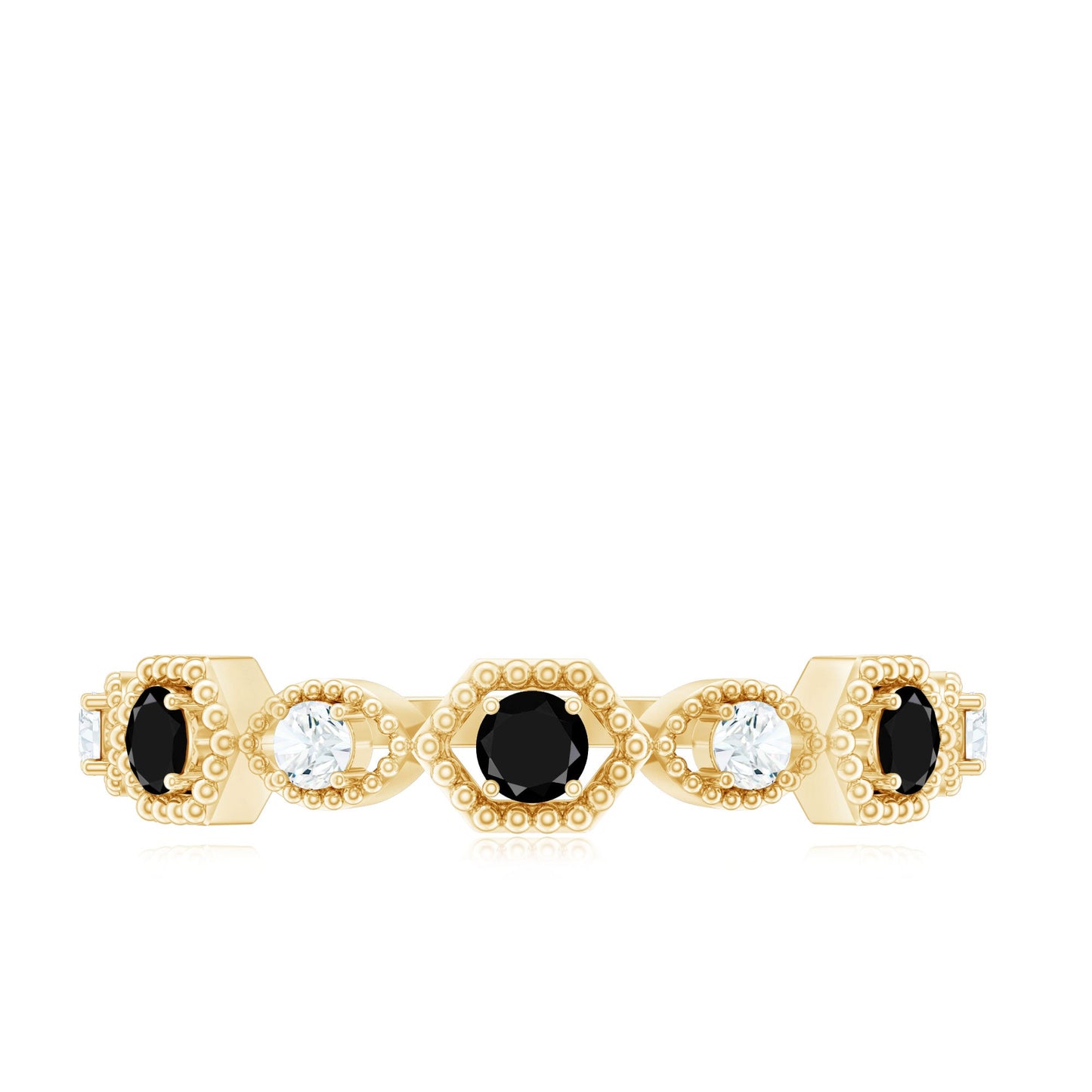 Certified Lab Grown Black and White Diamond Half Eternity Ring