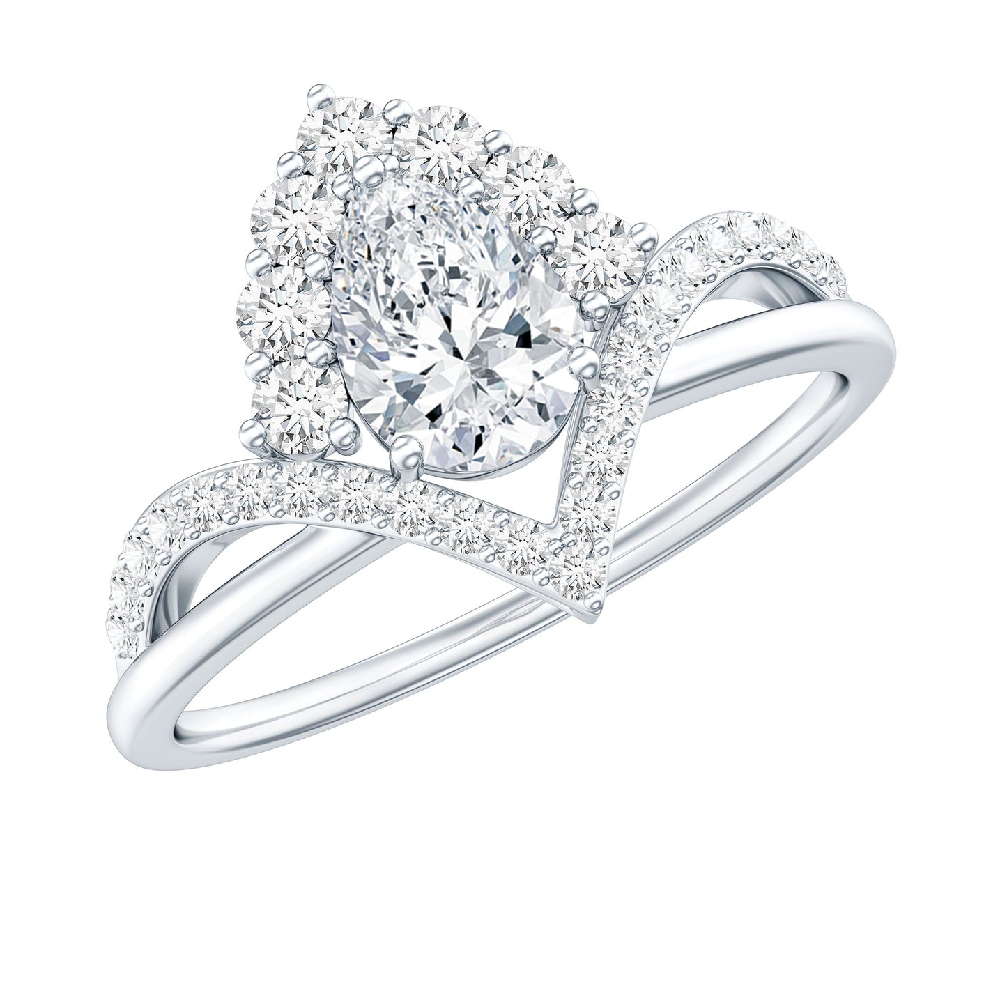 Designer 0.79 Carat Pear Shaped Moissanite Engagement Ring