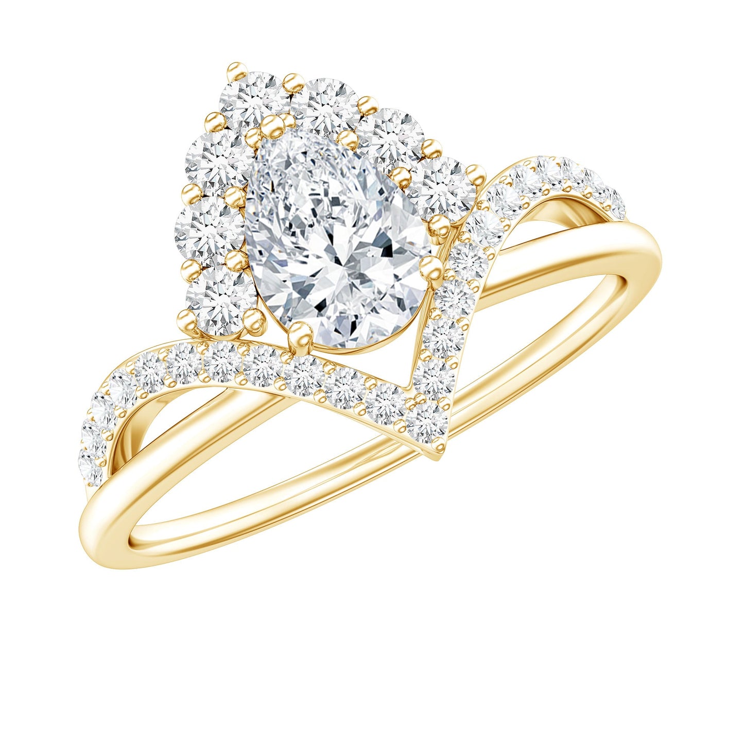 Designer 0.79 Carat Pear Shaped Moissanite Engagement Ring
