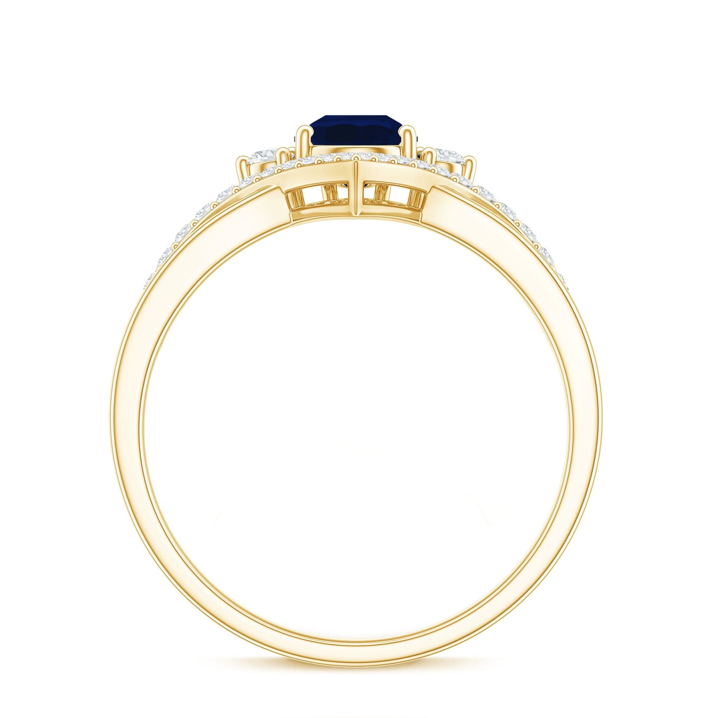 Pear Cut Blue Sapphire Designer Solitaire Ring with Diamond