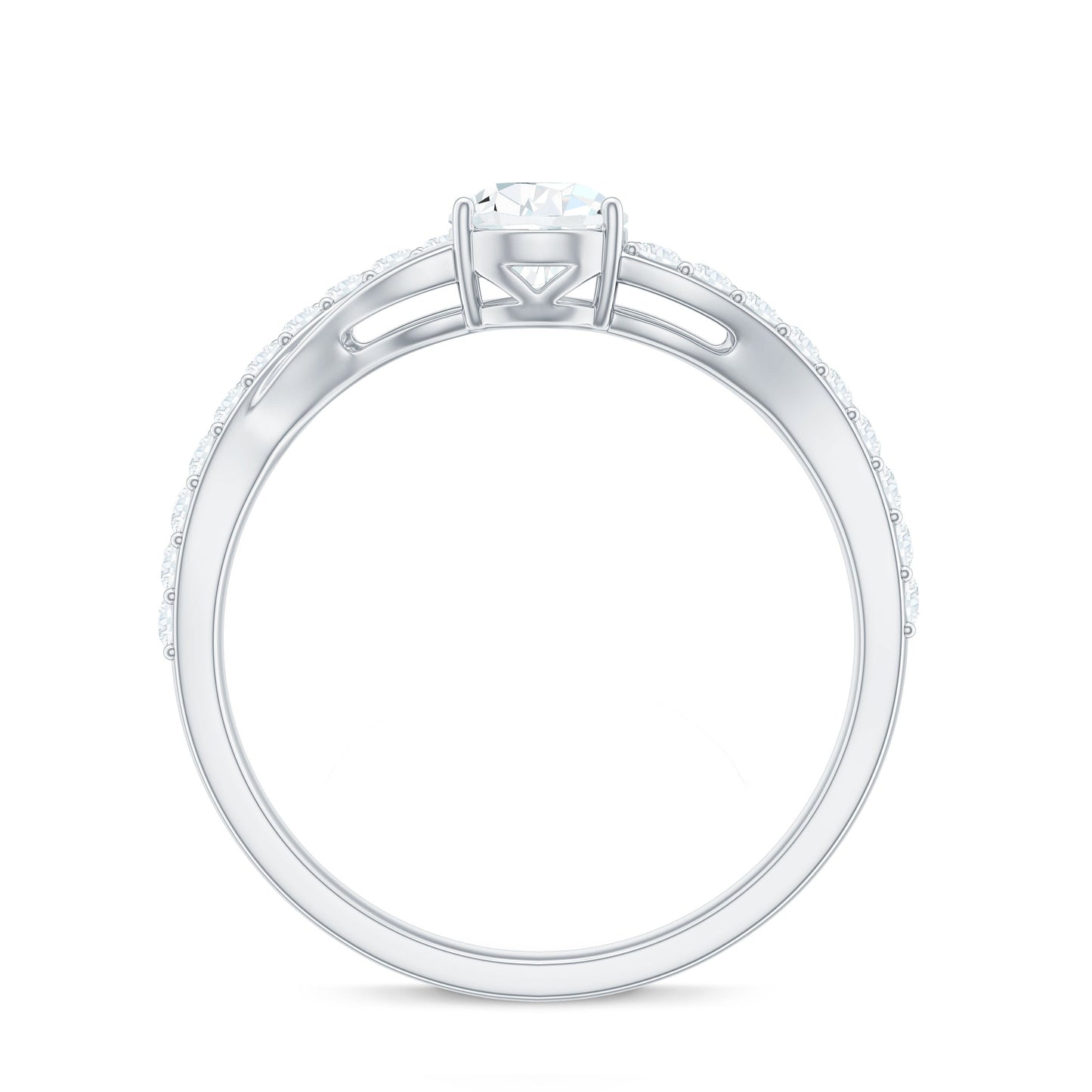 Certified Pear Cut Moissanite Split Shank Engagement Ring