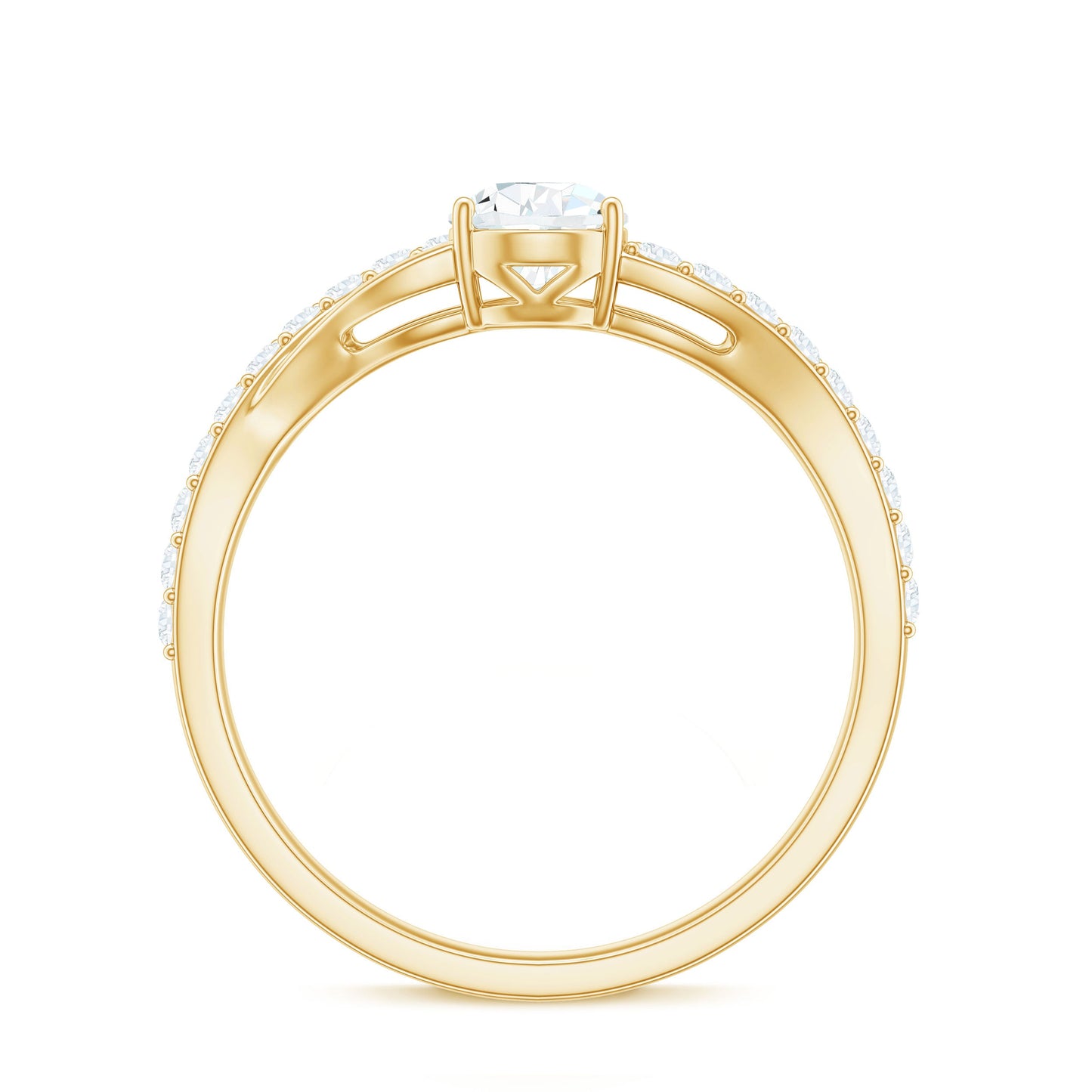 Certified Pear Cut Moissanite Split Shank Engagement Ring