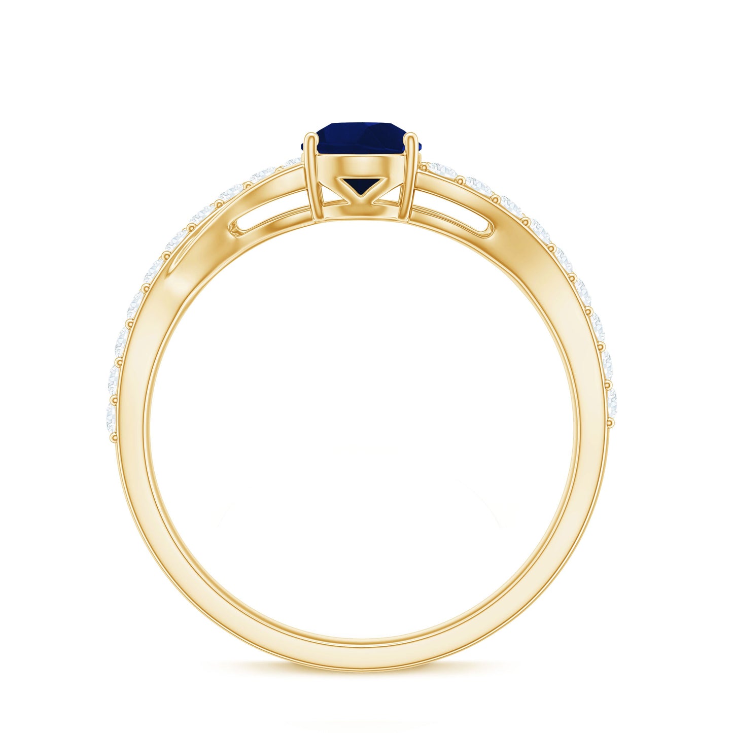 Genuine 0.5 Carat Pear Shaped Blue Sapphire Split Shank Engagement Ring with Certificate