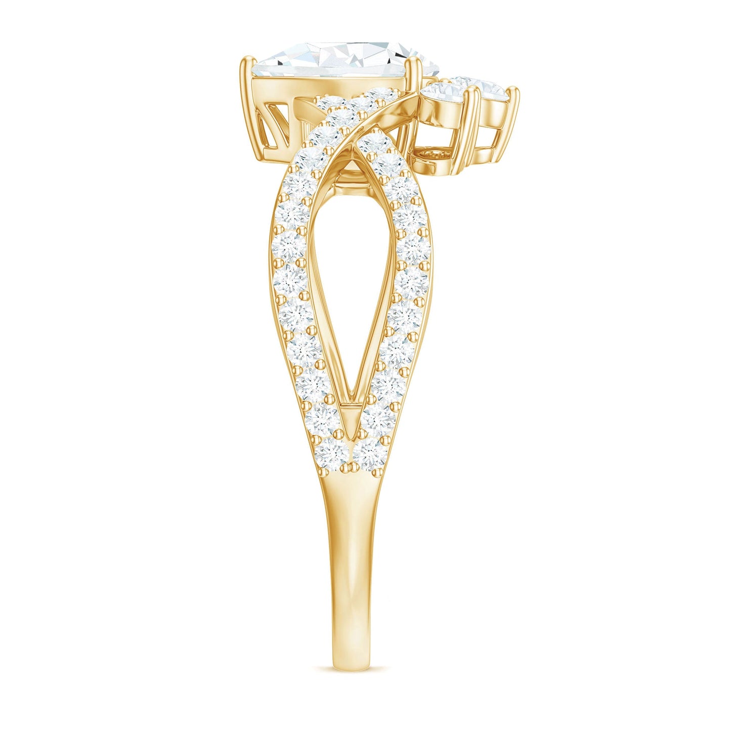 Designer Pear Shaped Moissanite Crossover Engagement Ring