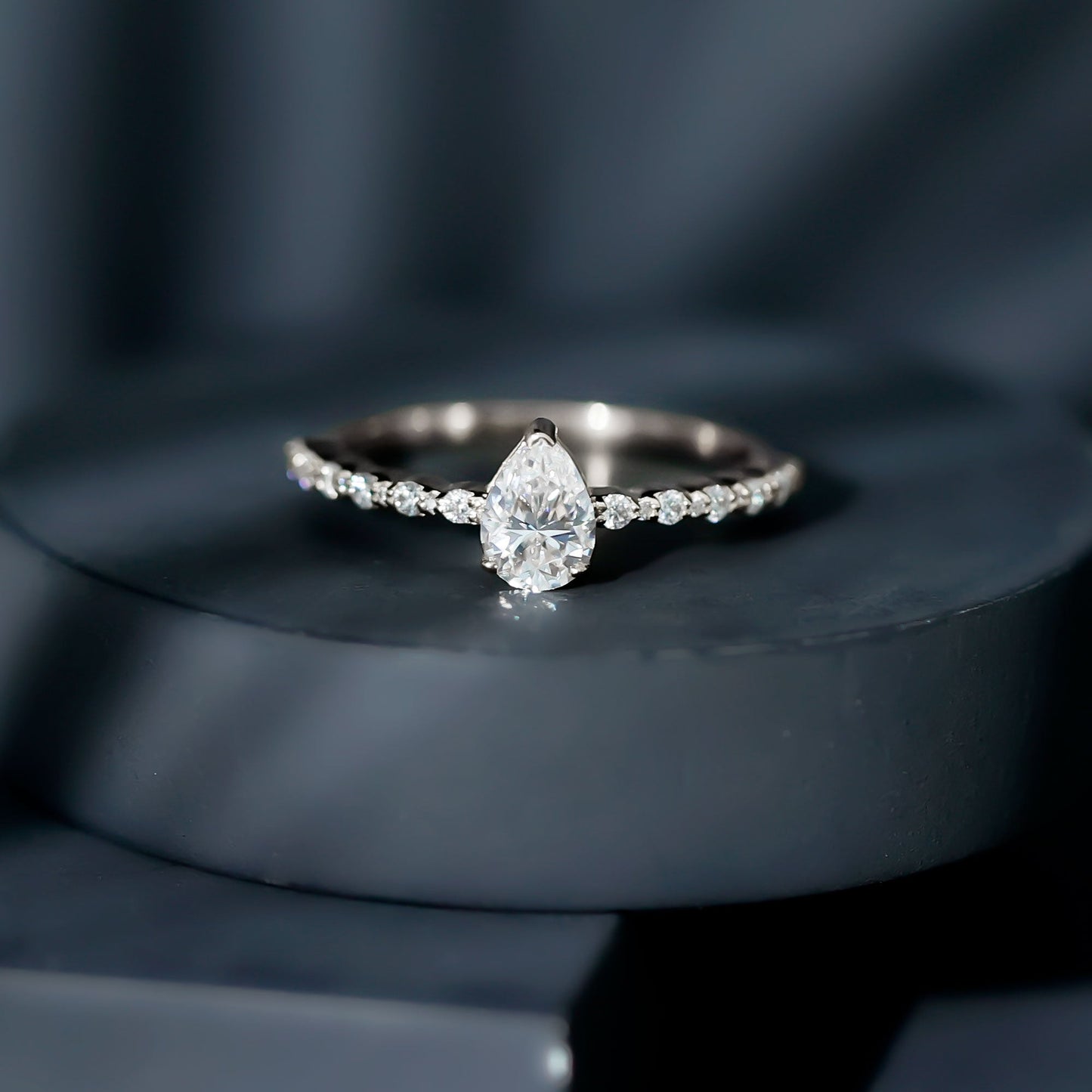 Pear Shape Solitaire Moissanite Promise Ring For Her