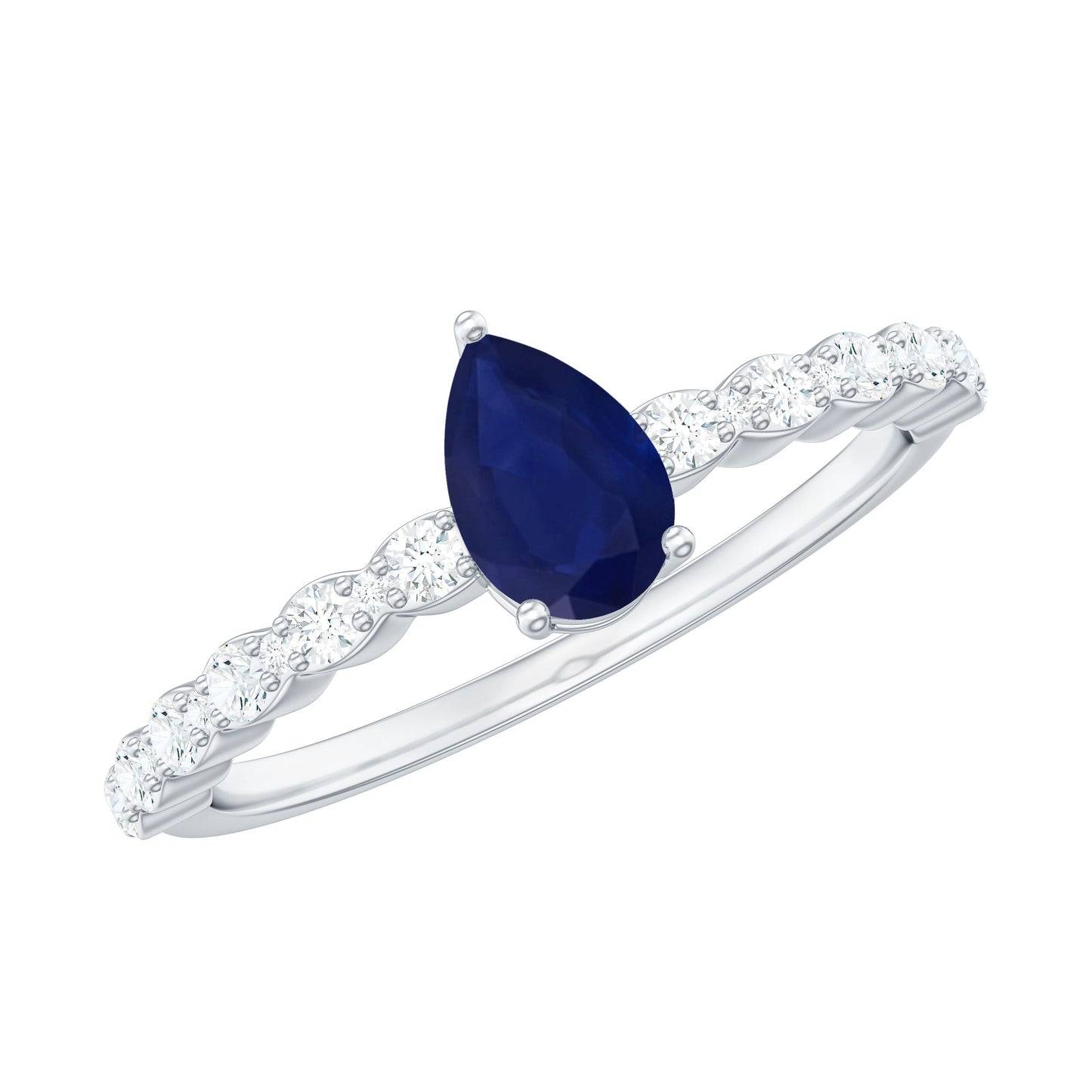 0.5 Carat Minimal Blue Sapphire Solitaire Promise Ring with Diamond