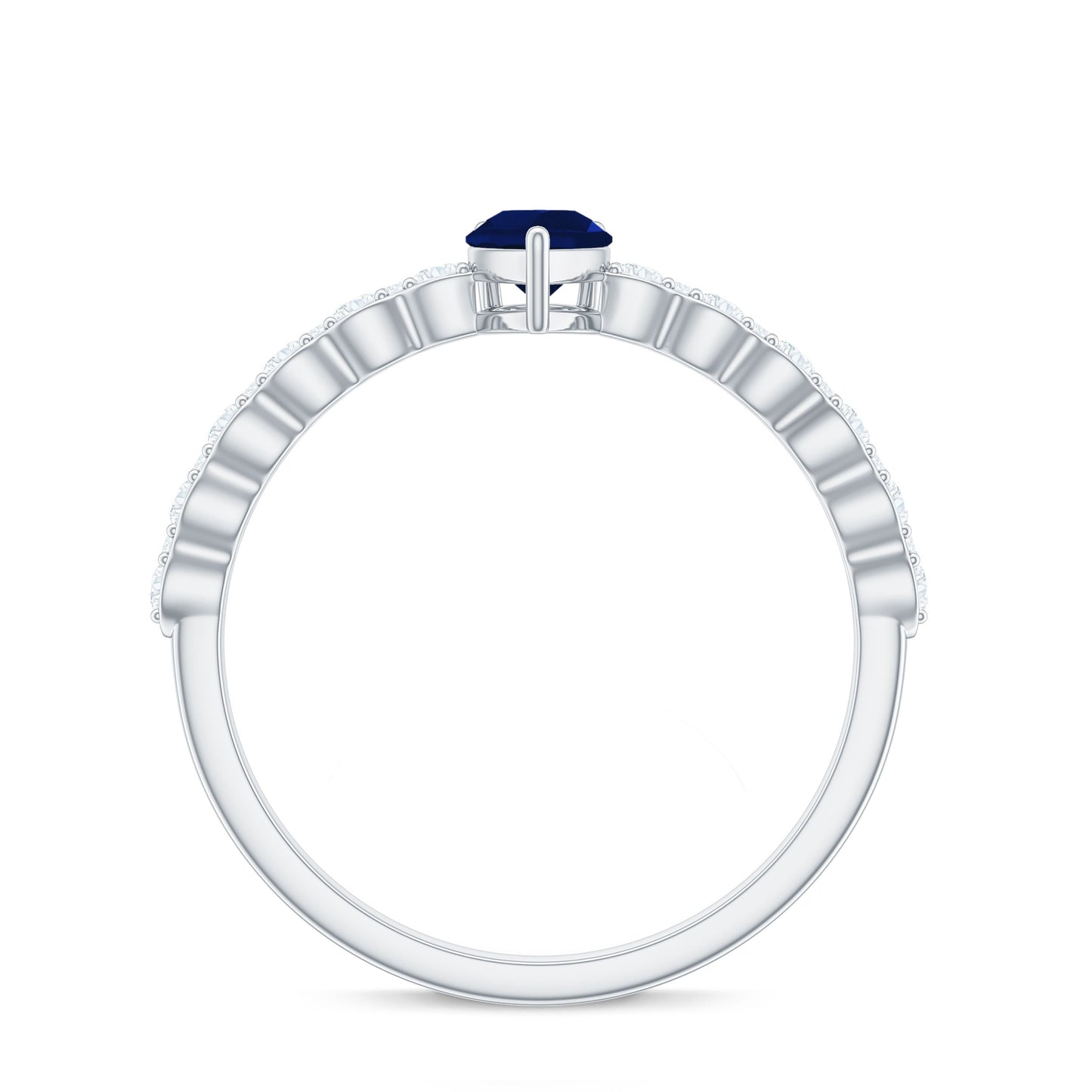 0.5 Carat Minimal Blue Sapphire Solitaire Promise Ring with Diamond