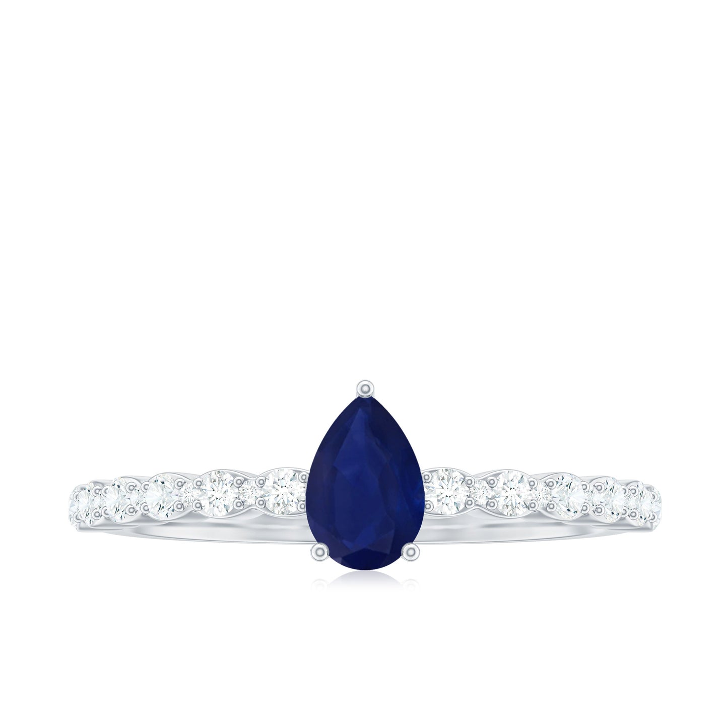 0.5 Carat Minimal Blue Sapphire Solitaire Promise Ring with Diamond