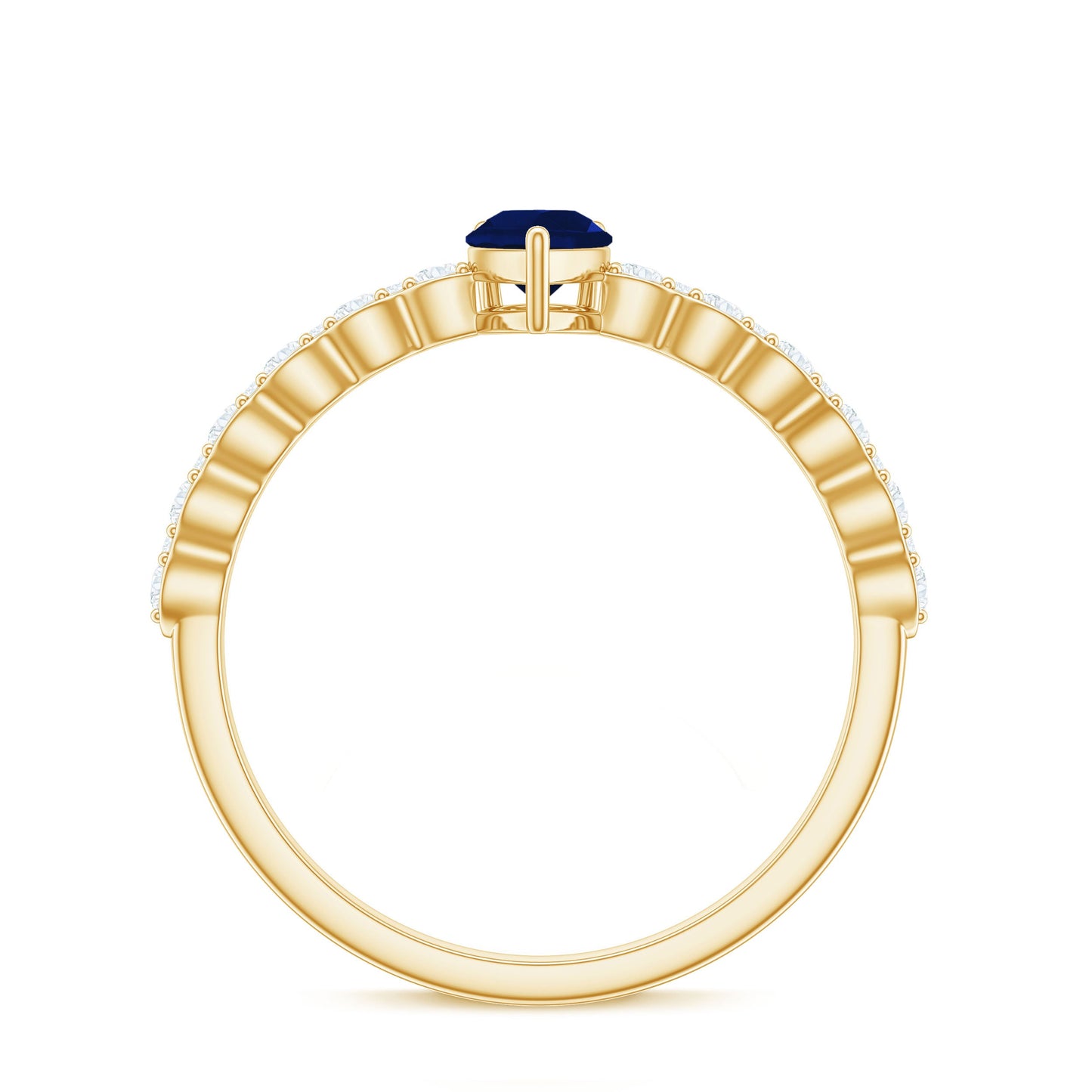 0.5 Carat Minimal Blue Sapphire Solitaire Promise Ring with Diamond