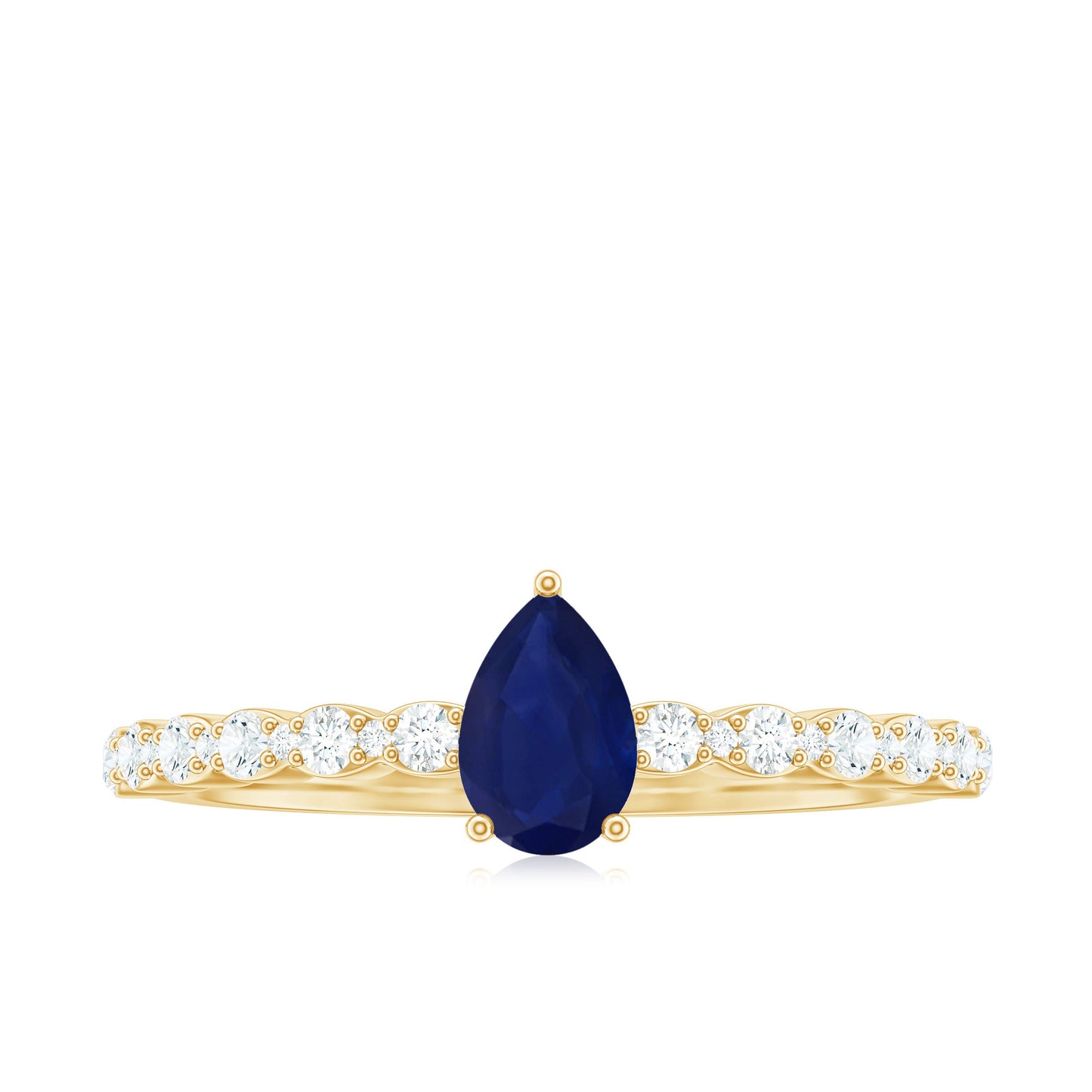 0.5 Carat Minimal Blue Sapphire Solitaire Promise Ring with Diamond