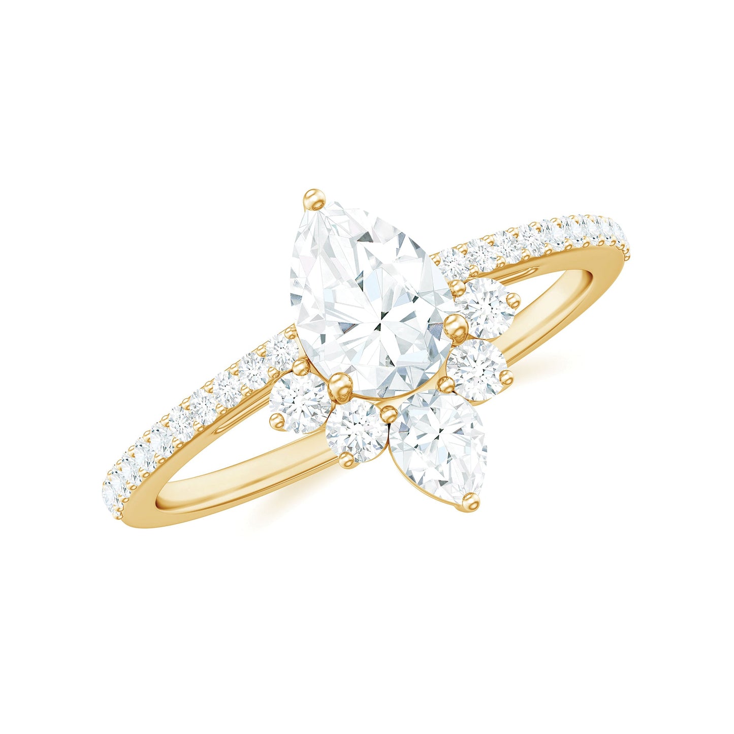 0.7 Carat Pear Shape Moissanite Crown Engagement Ring