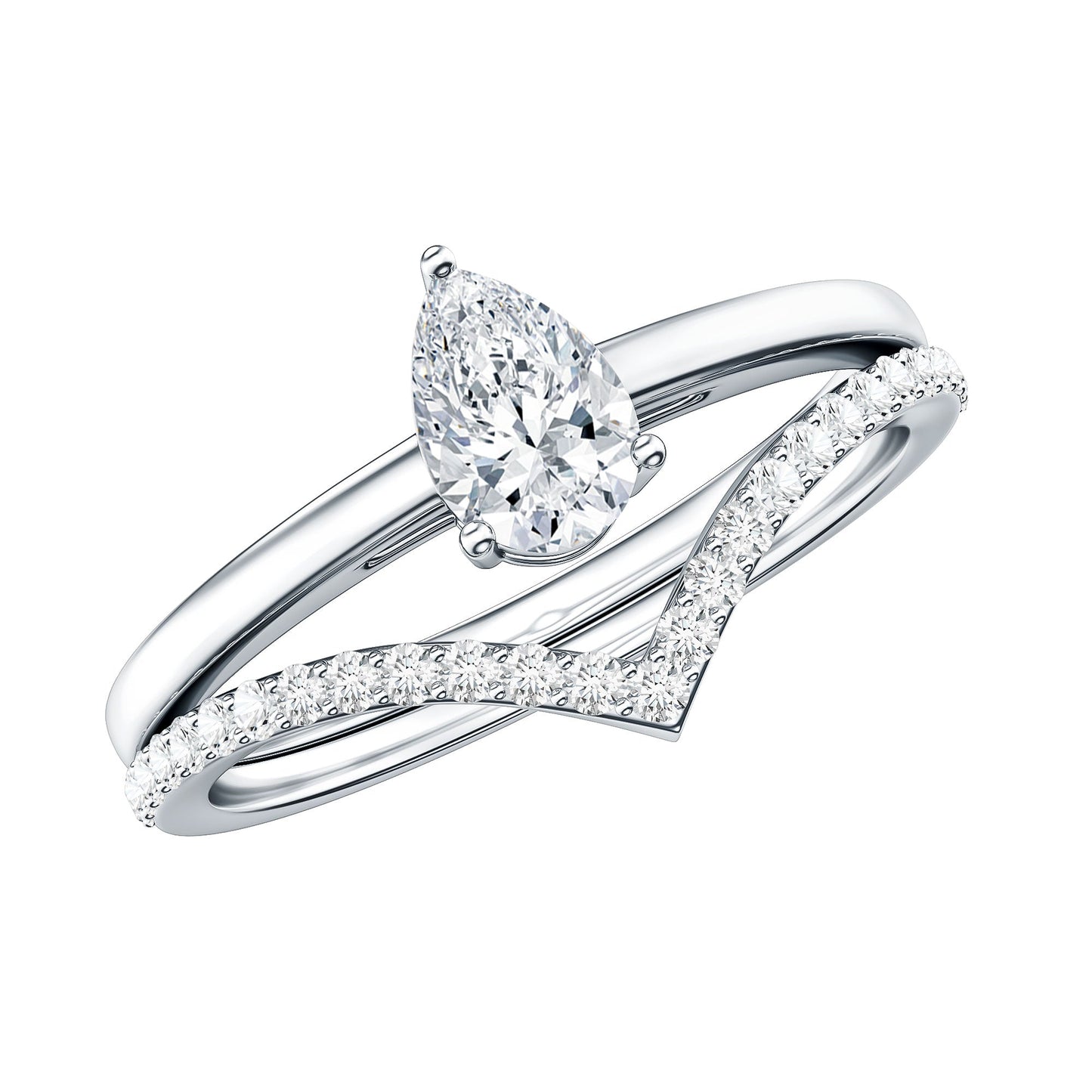 Pear Cut Solitaire Moissanite Engagement Ring with Enhancer