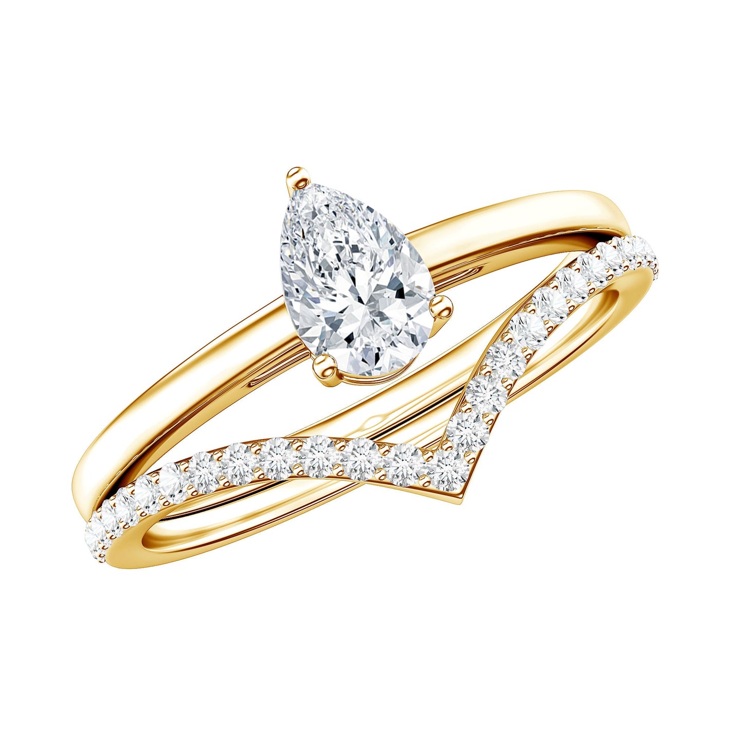 Pear Cut Solitaire Moissanite Engagement Ring with Enhancer