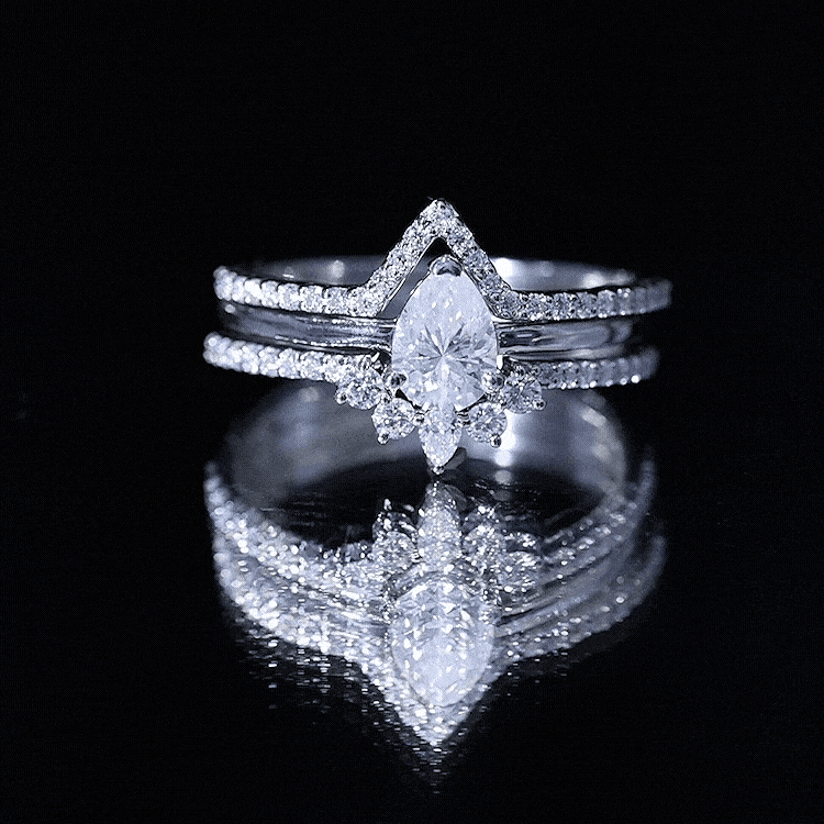 Brilliant Cut Moissanite Trio Wedding Ring Set For Women