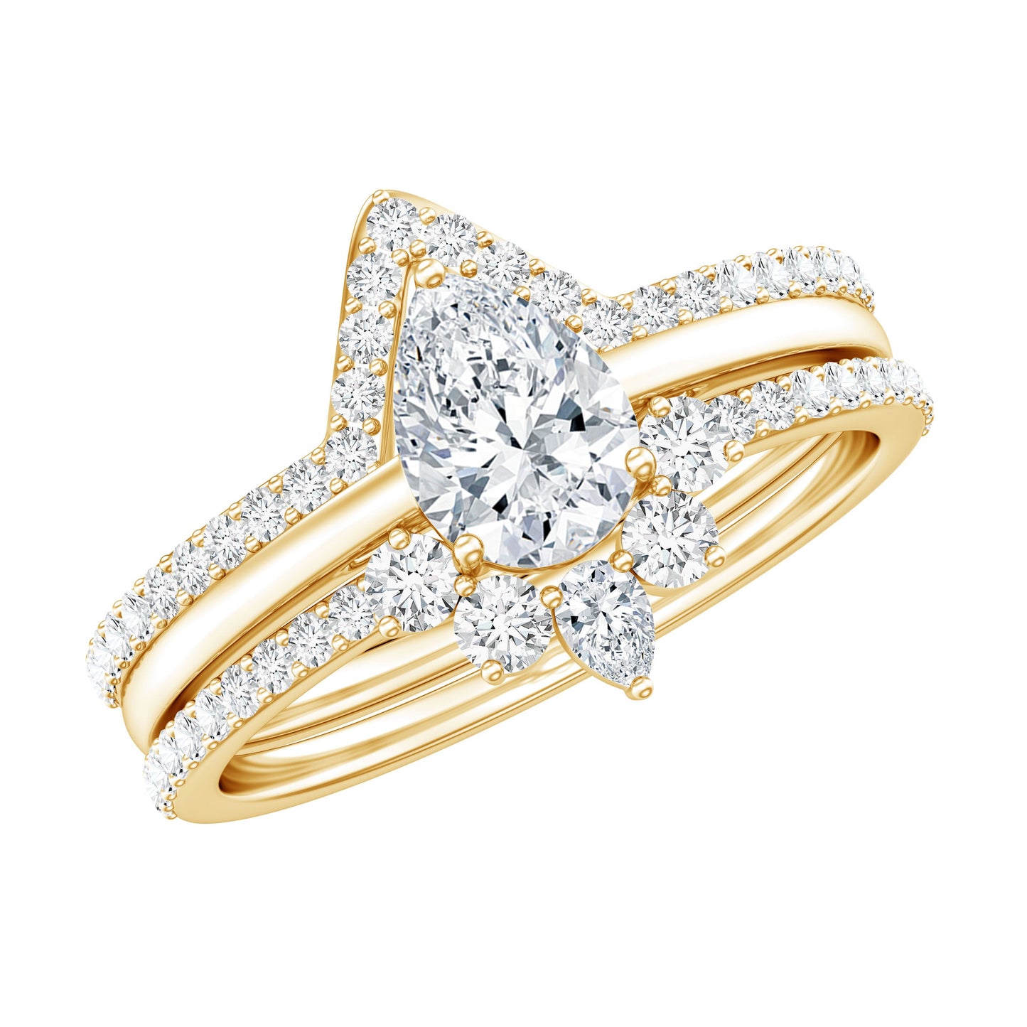 Brilliant Cut Moissanite Trio Wedding Ring Set For Women