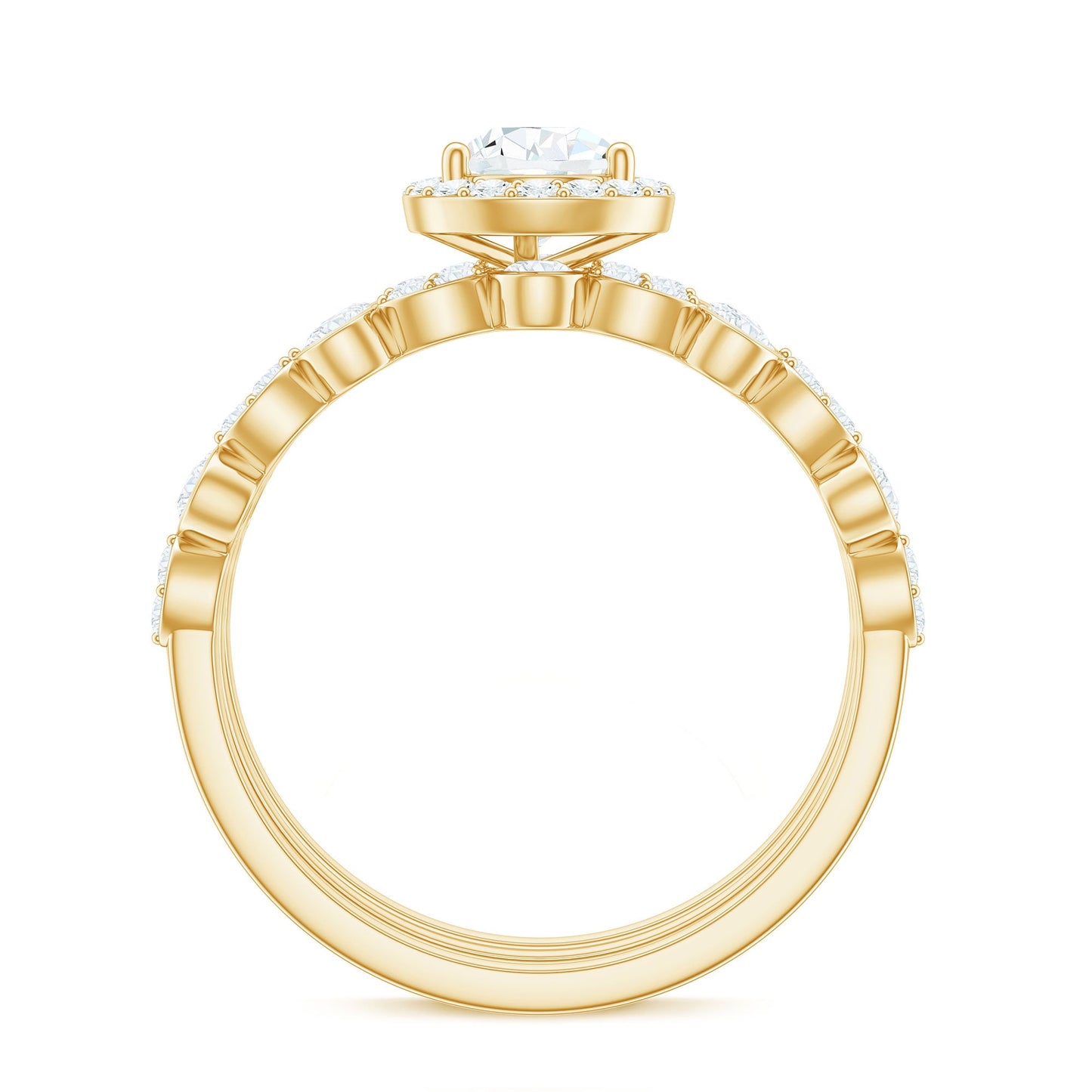 0.7 Carat Pear Shaped Moissanite Engagement Ring with 2 Enhancers
