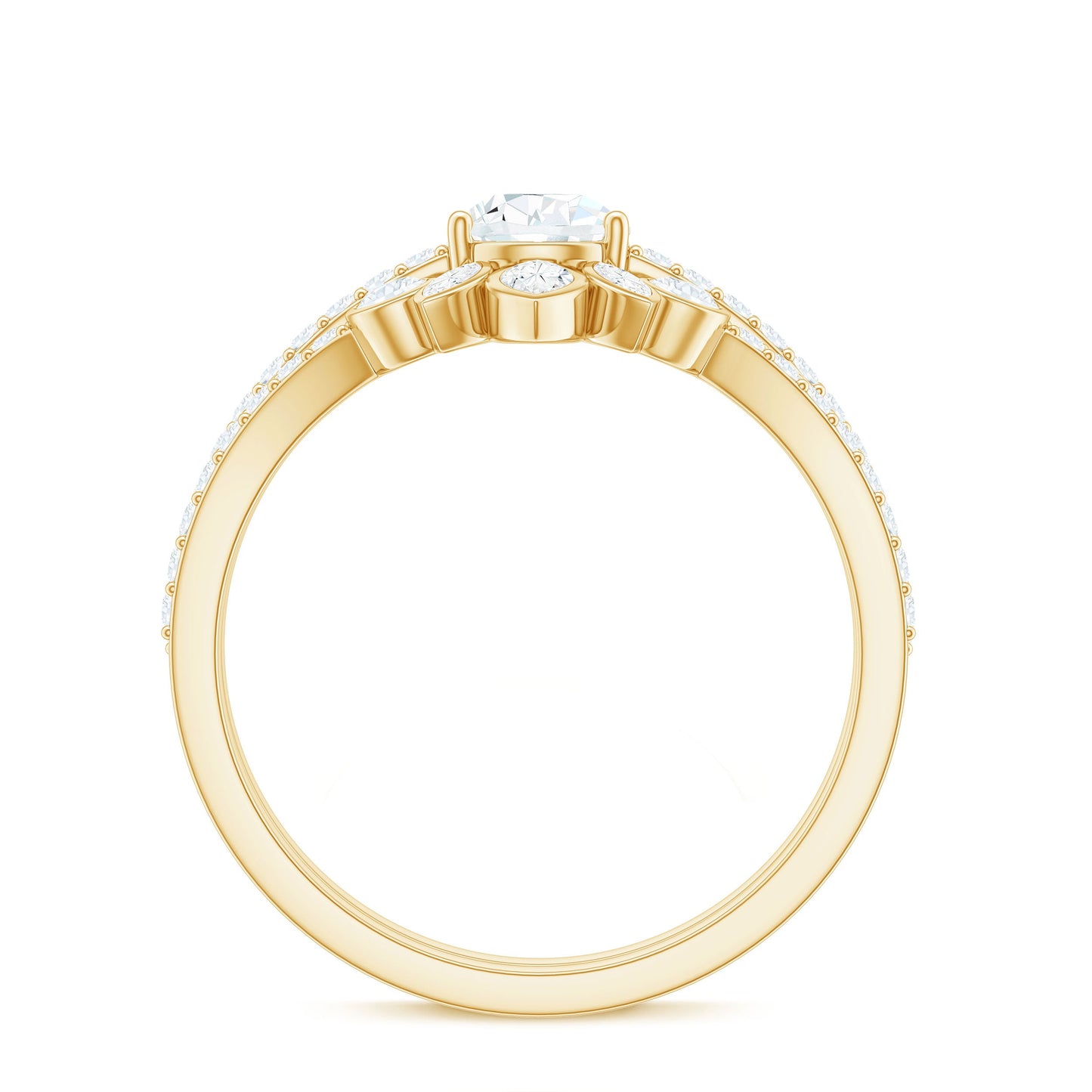 Pear Cut Moissanite Solitaire Bridal Ring Set with Certificate