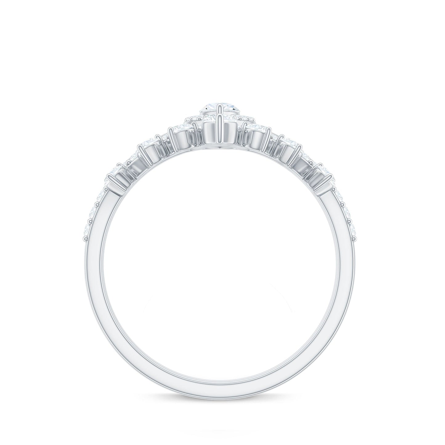 Marquise Cut Moissanite Halo Wedding Ring Set For Women