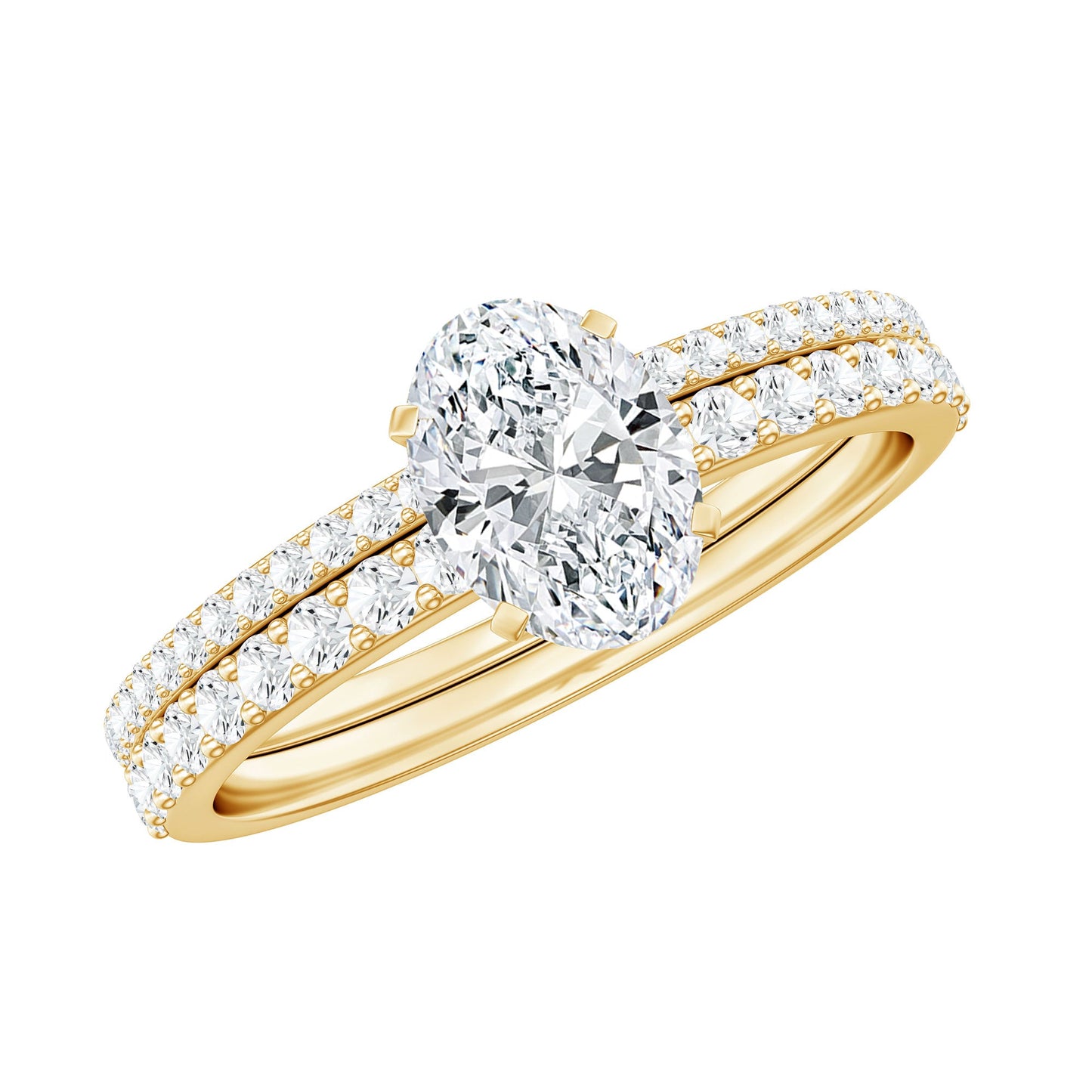 Oval Shaped Moissanite Engagement Ring with Wedding Band Set