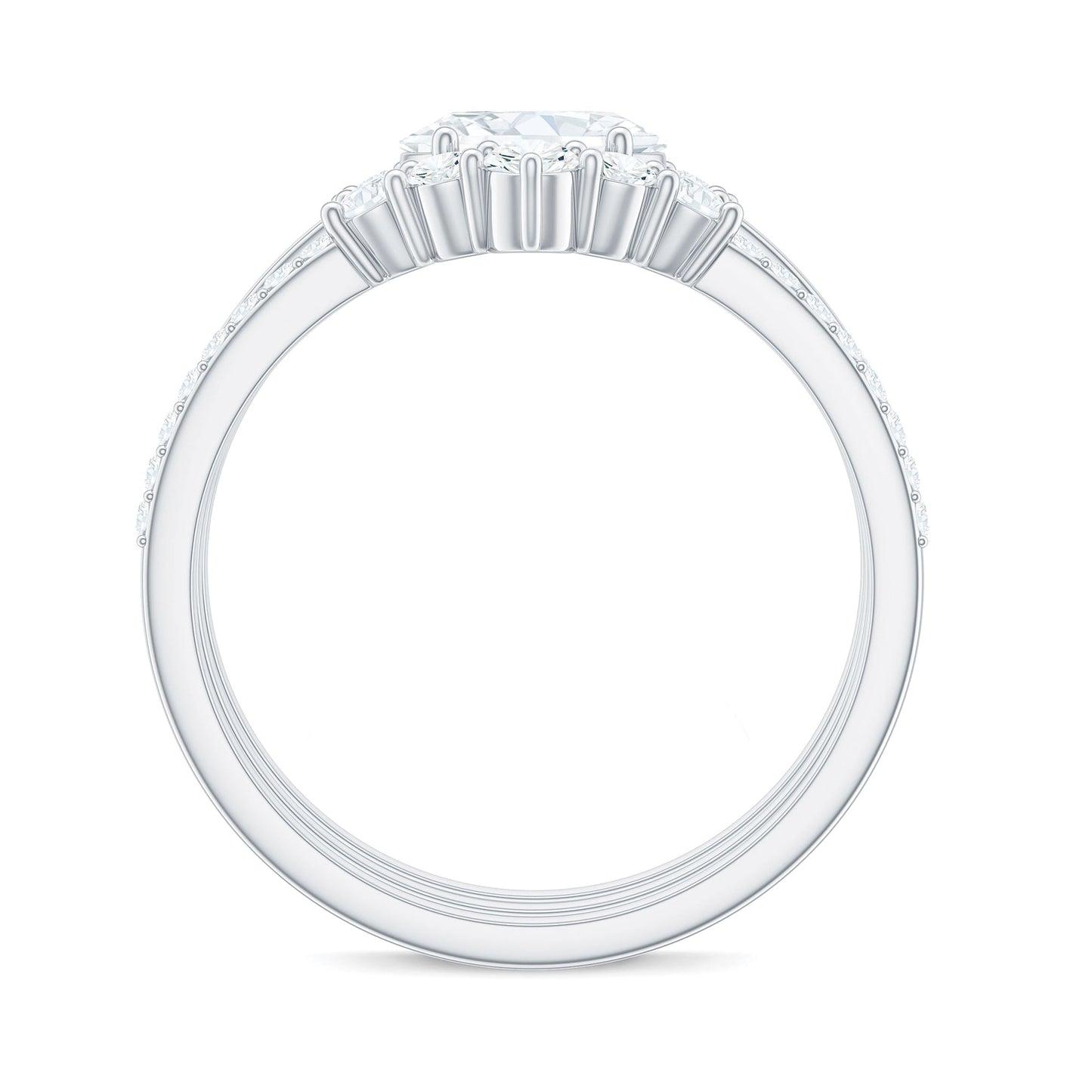 Brilliant Cut Moissanite Trio Wedding Ring Set with Certificate