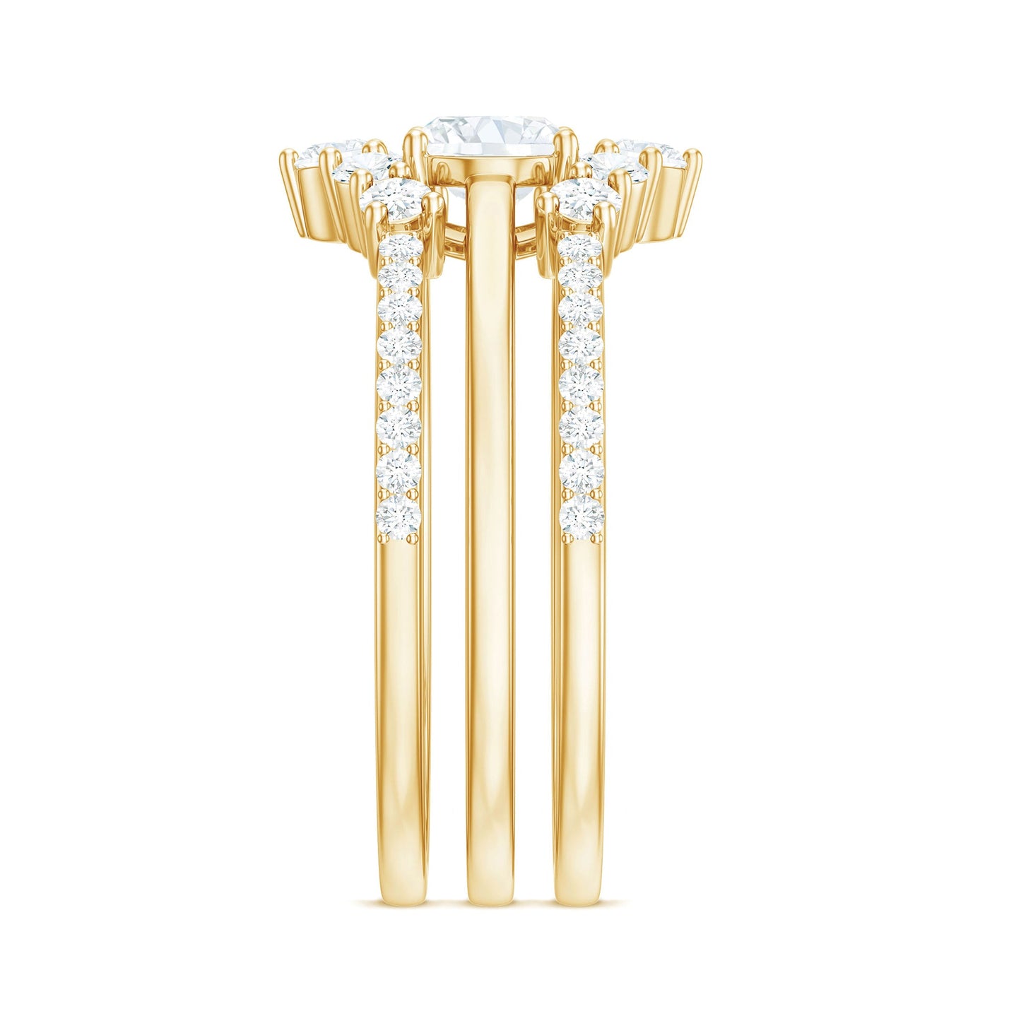 Brilliant Cut Moissanite Trio Wedding Ring Set with Certificate
