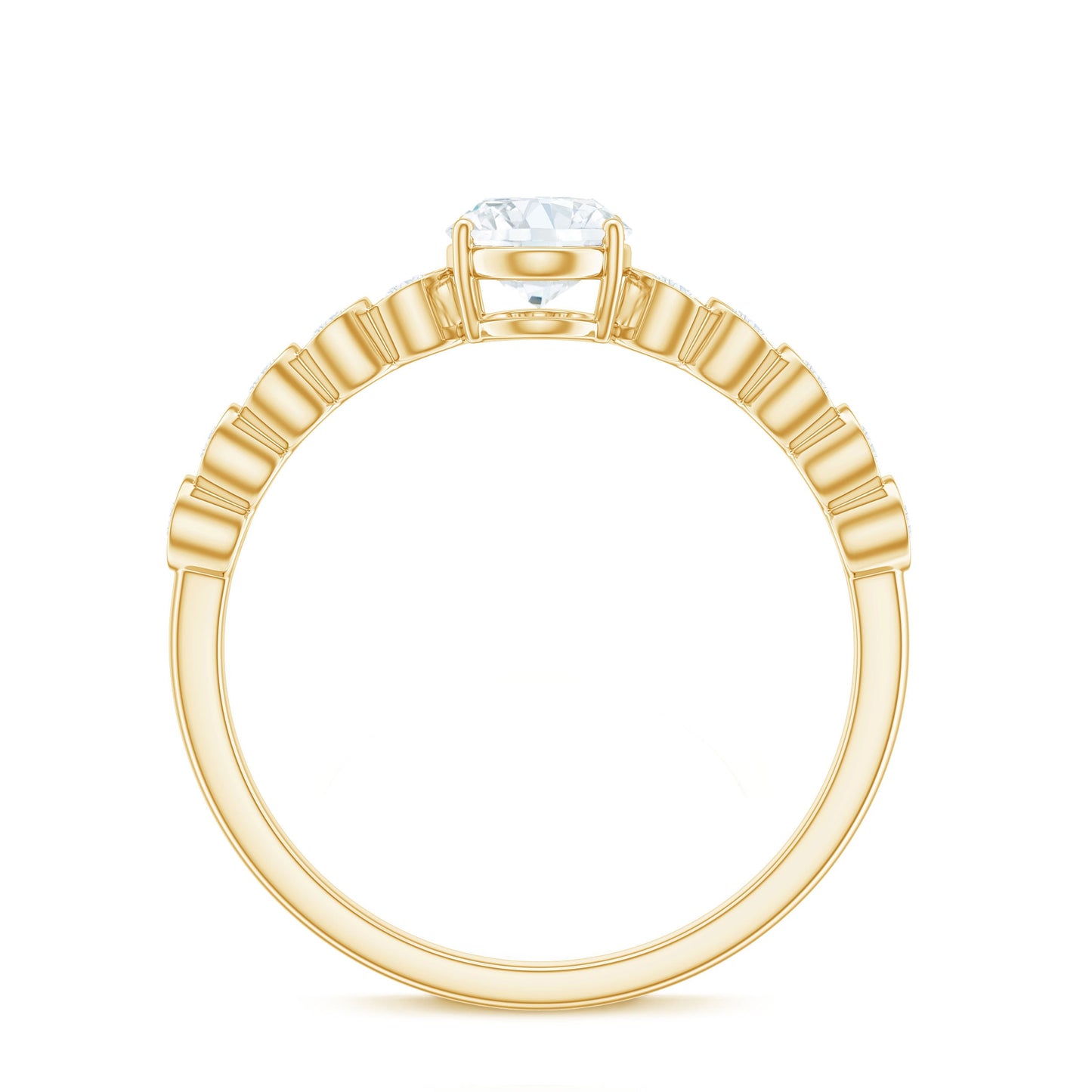 Certified Moissanite Oval Cut Engagement Ring with Side Stones